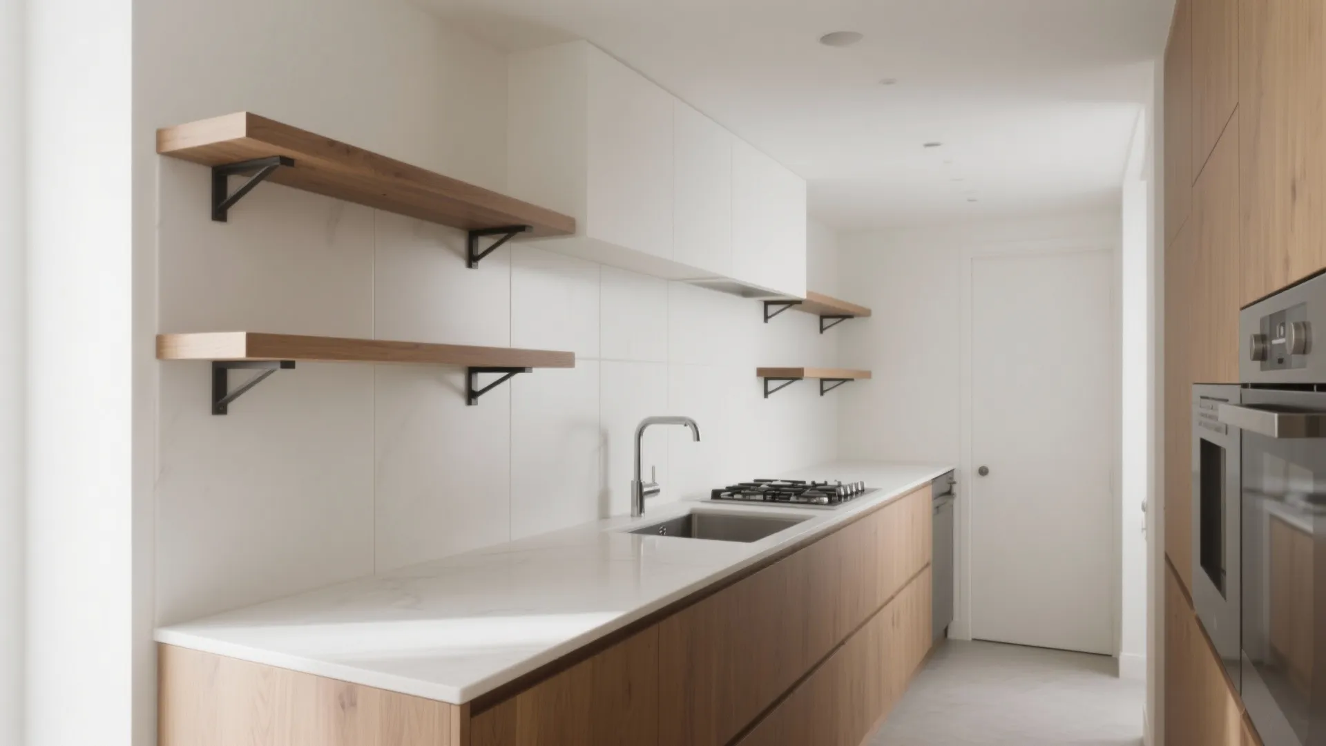 Full-Height Corian Kitchen Backsplash