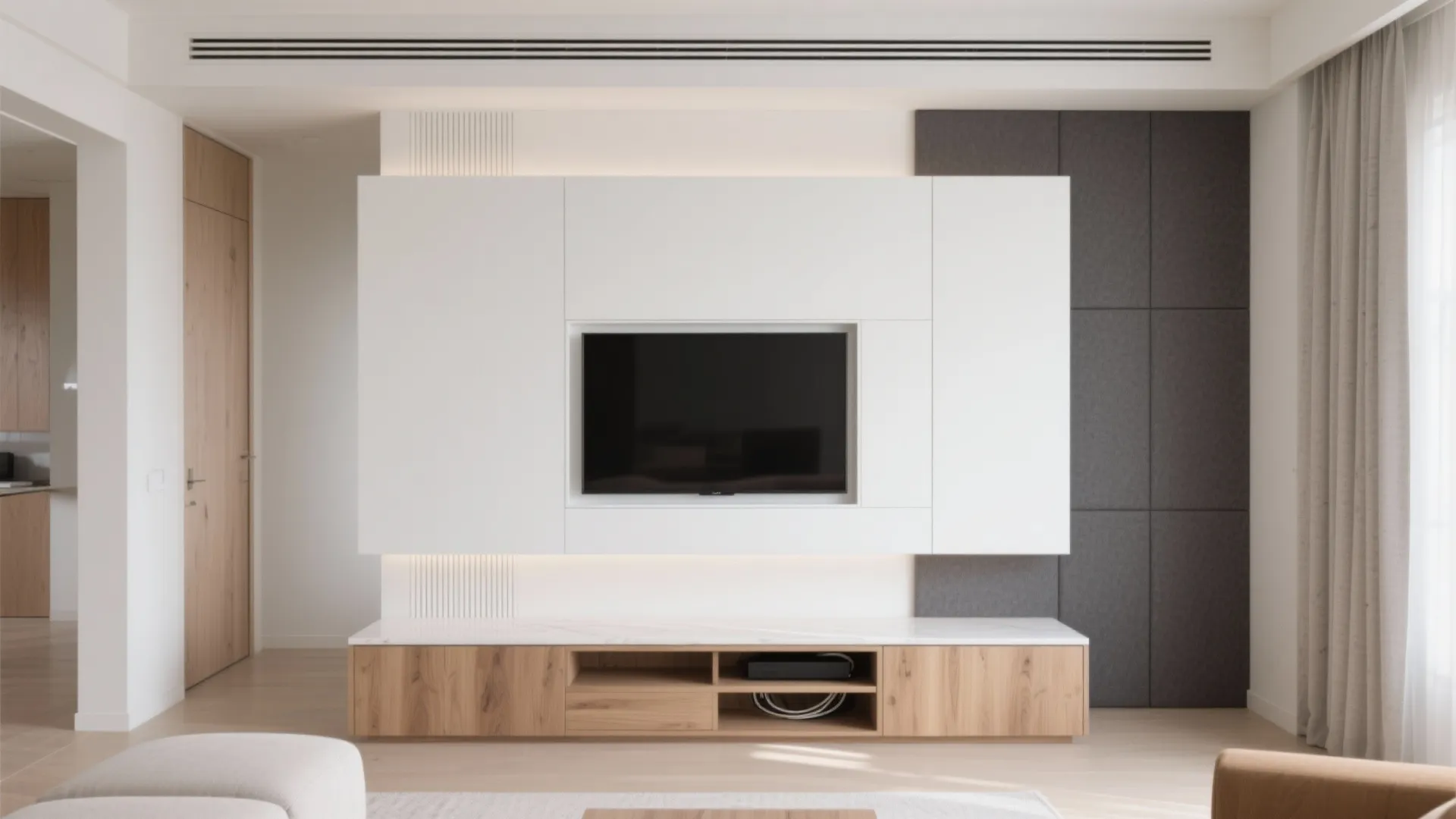 Media Wall and Built-ins with Corian Cladding