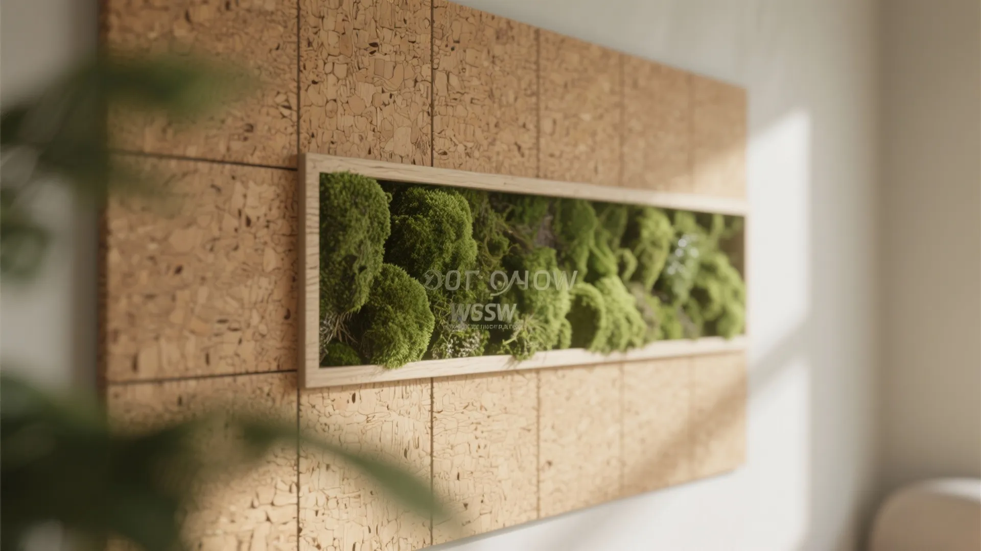 Biophilic Cork and Preserved Moss Panels for Wellness