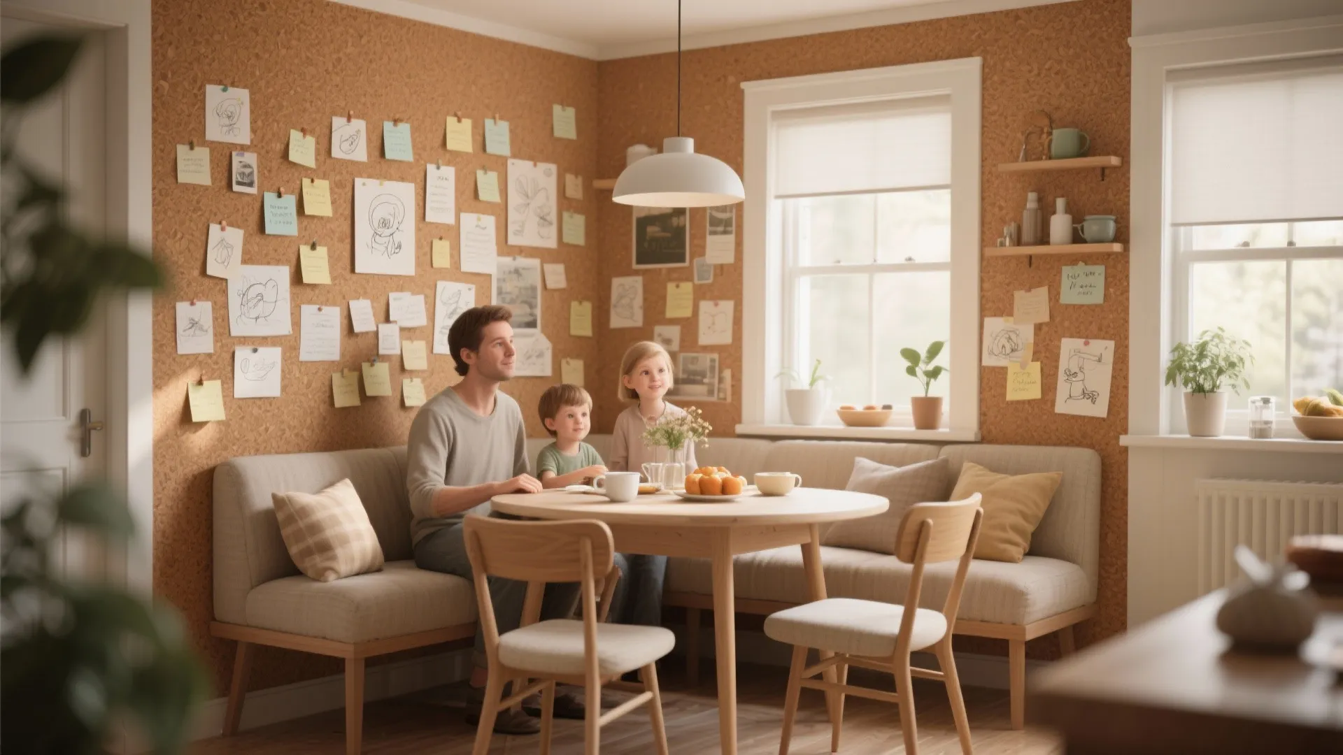 10. Cork Paneling for Warmth and Function