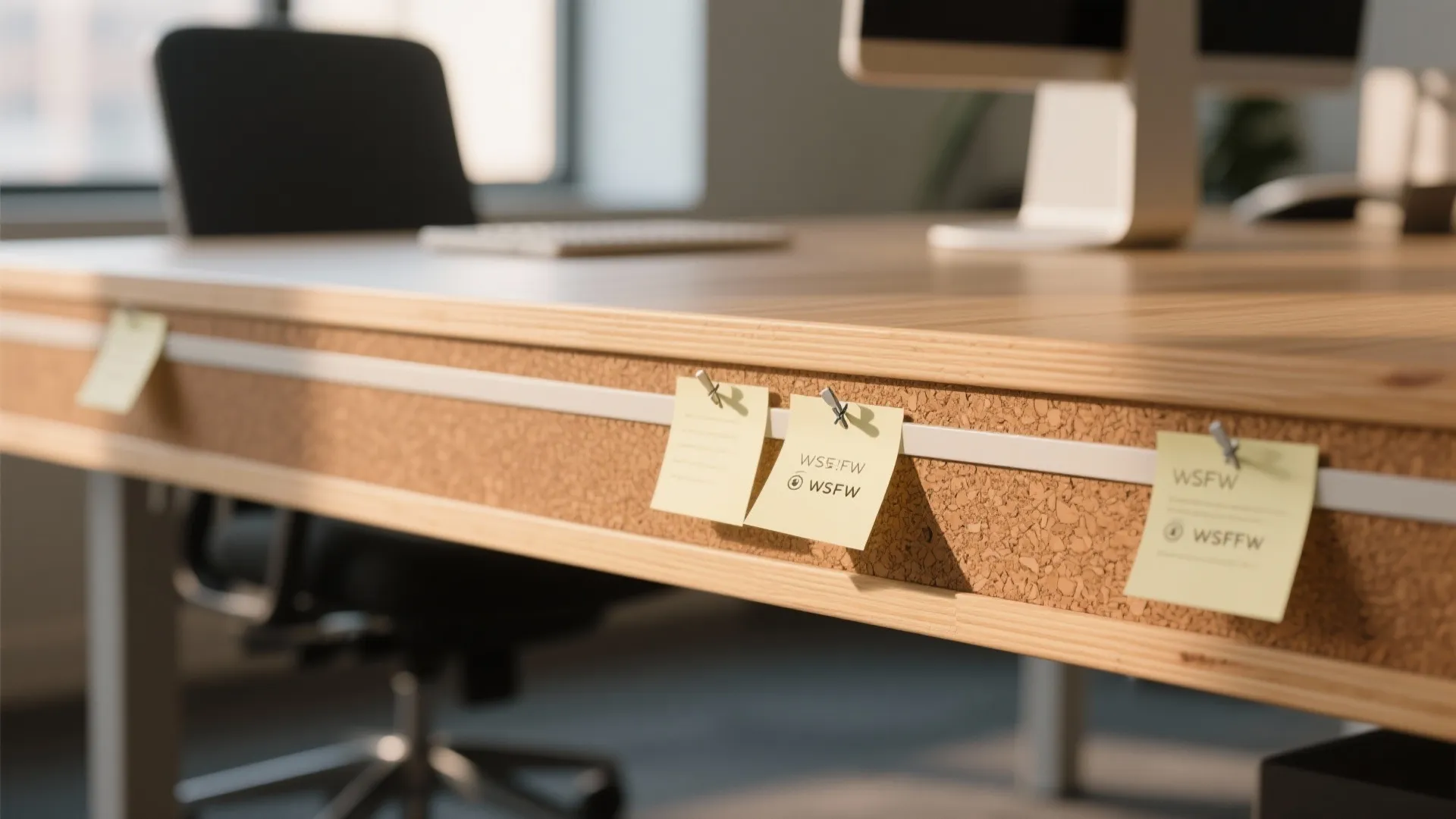 5. Cork Strips Along Desk Edge