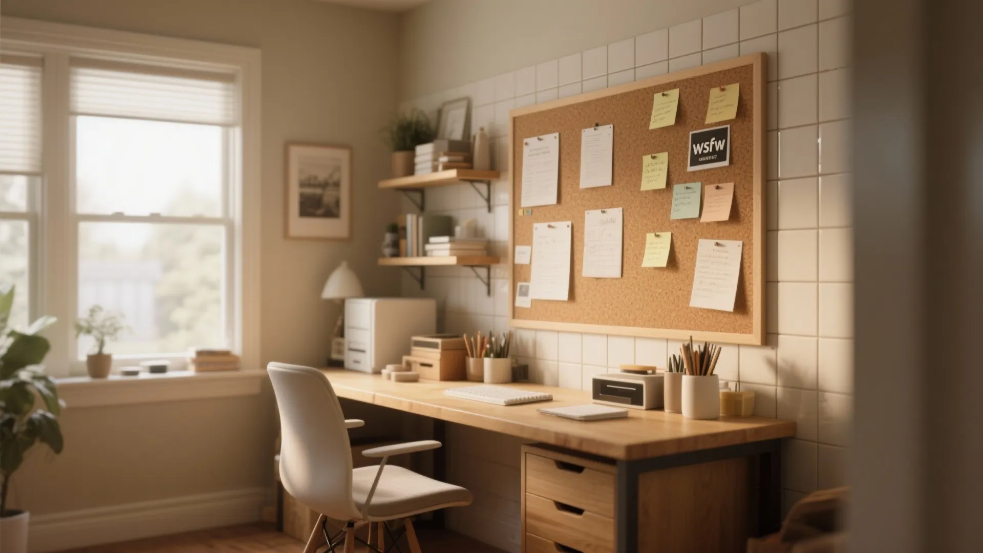 5. Cork Board as a Desk Backsplash