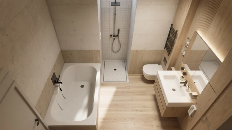 Modern Bathroom Design with Wood Accent Walls