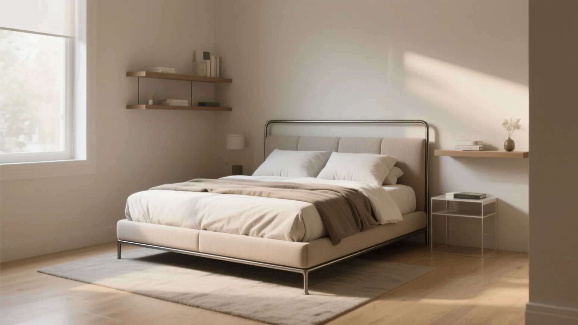 Corner or angled queen with a slim frame