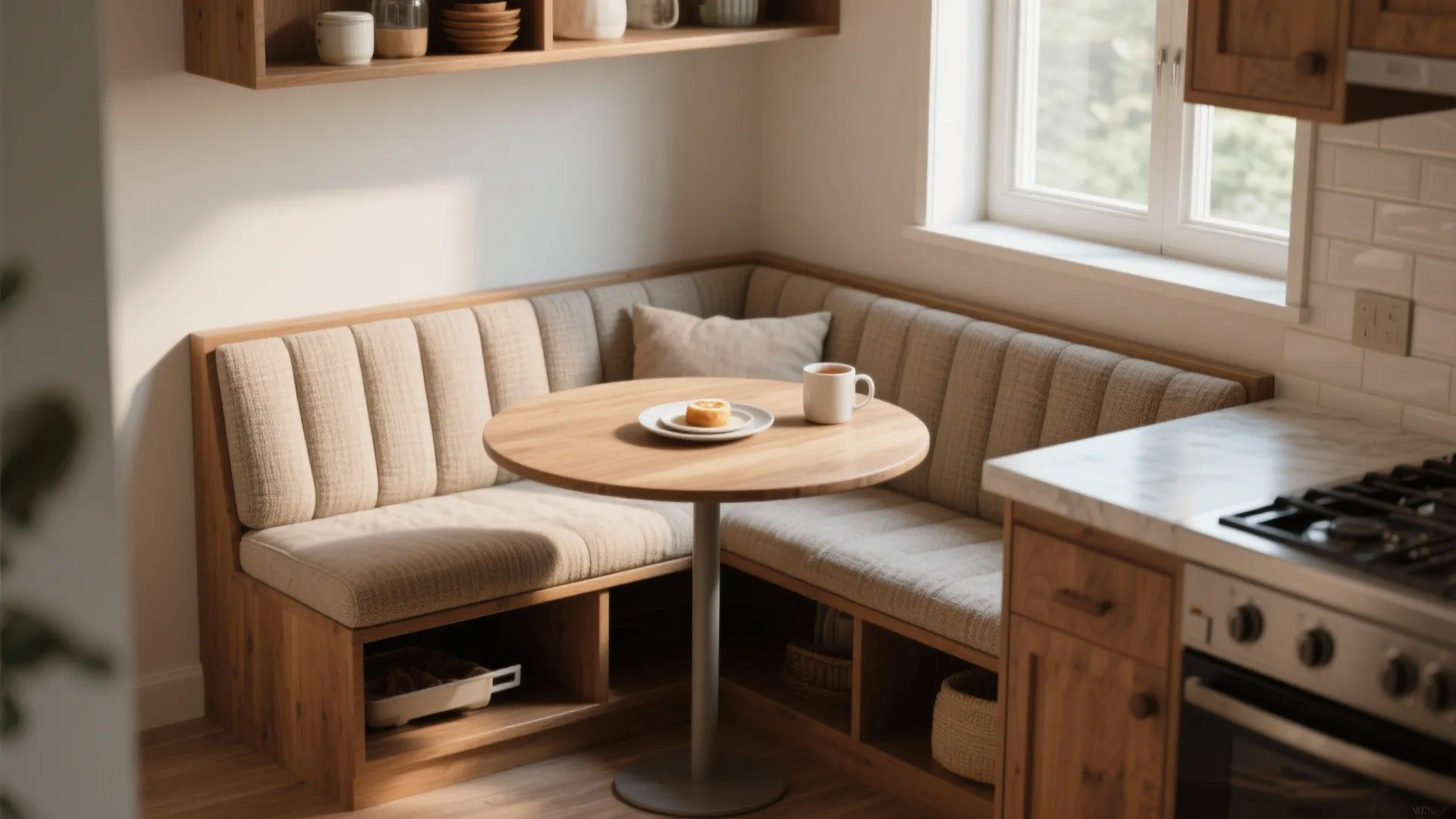 3. Corner banquette with integrated table