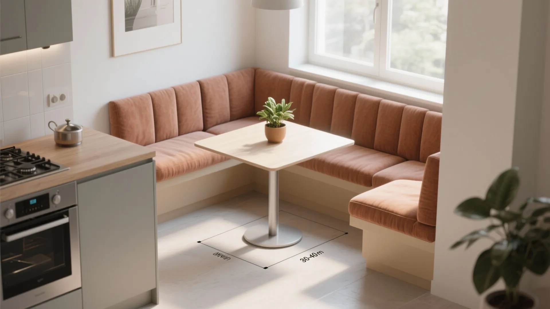 2. Corner banquette to maximize awkward nooks