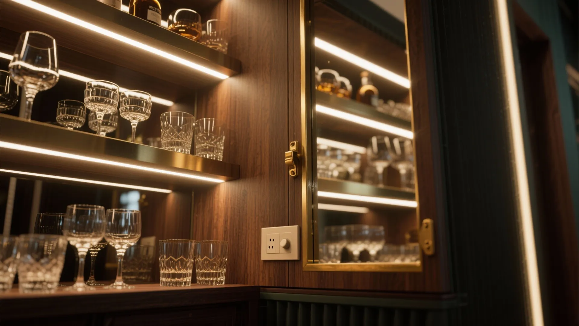 4. Corner Bar Cabinet with Integrated Lighting