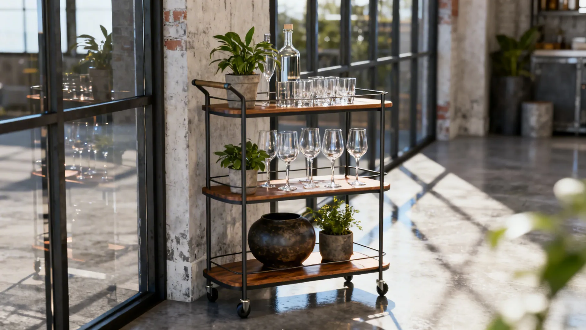 4. Corner bar cart or plant stand