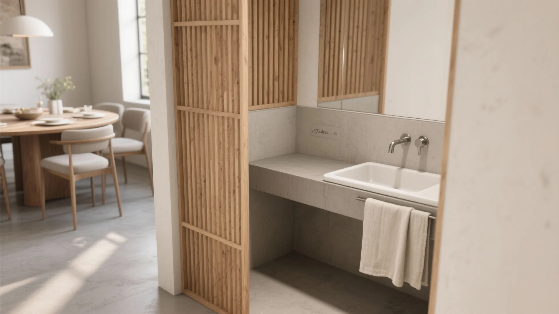 3) Compact Corner Basin with Screened Privacy