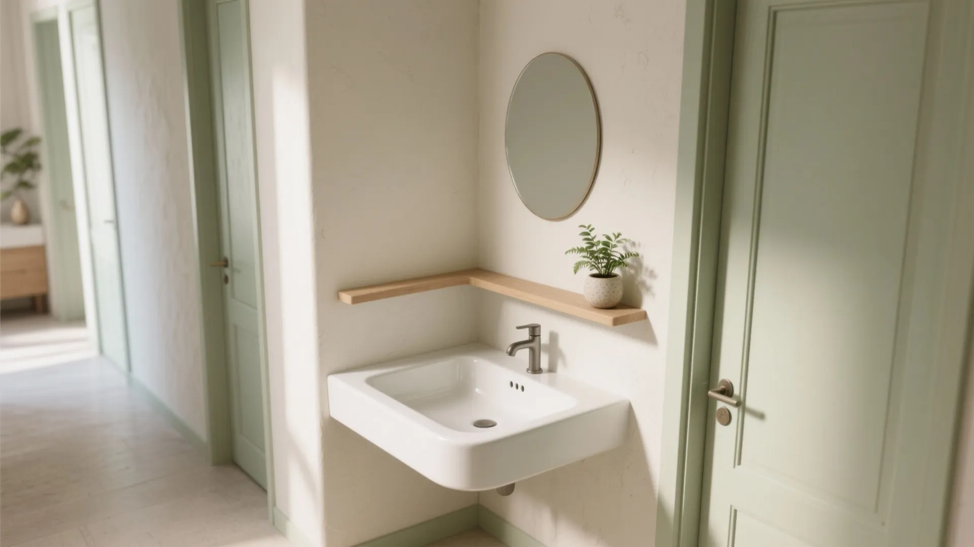 Compact Corner Basin in an L-Shaped Nook