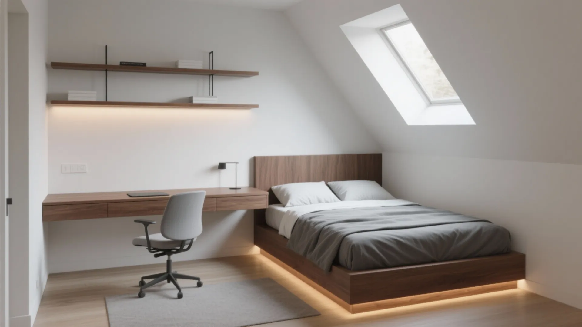 4. Corner Bed + Floating Desk Combo