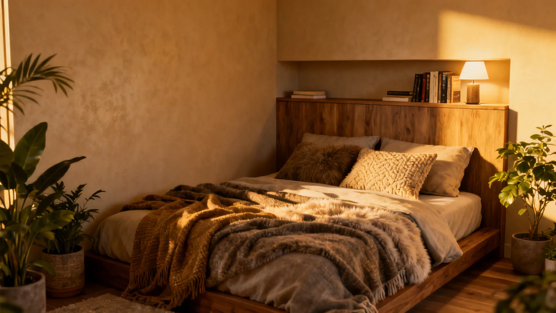 3. Corner double bed with integrated shelving