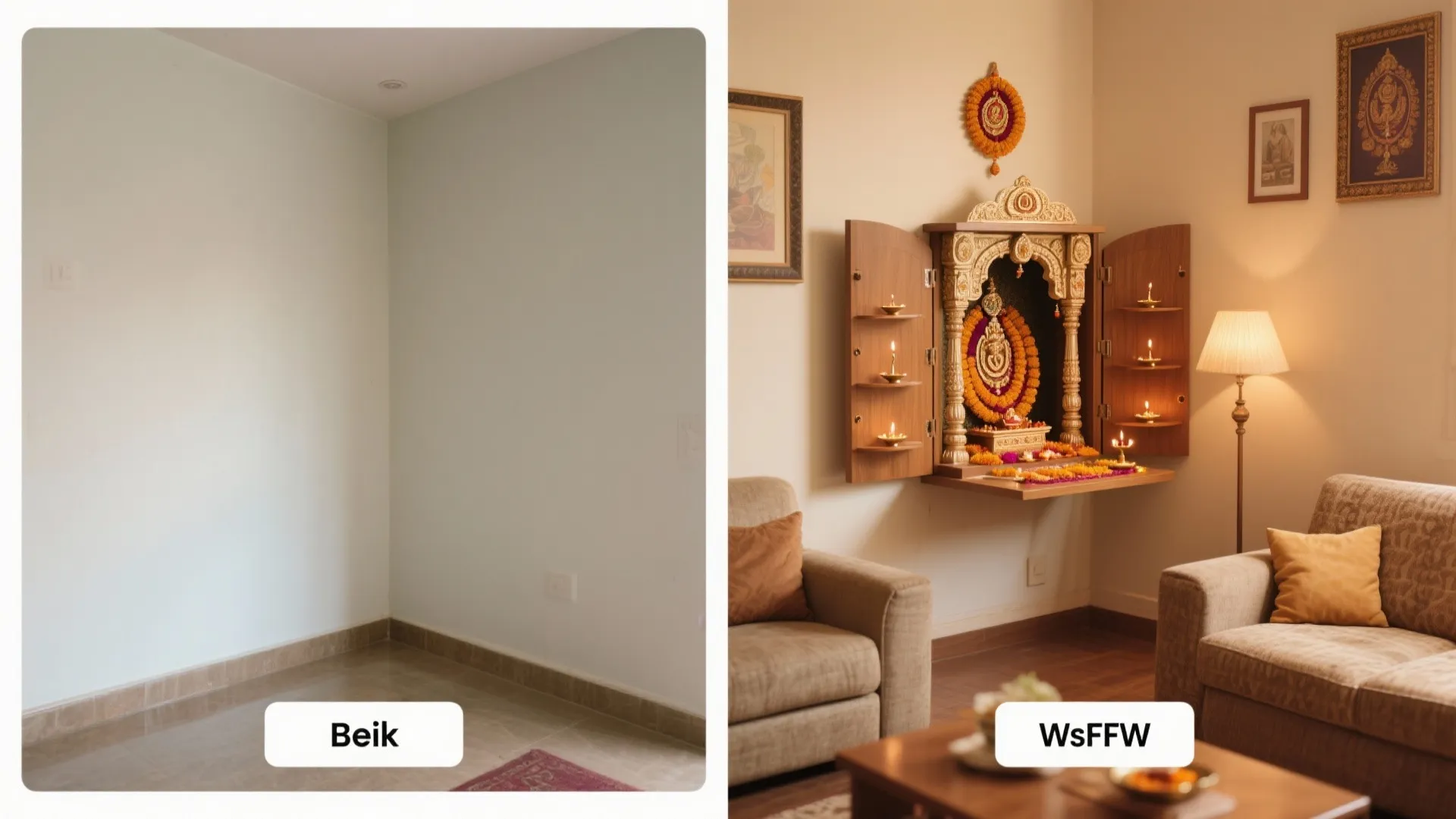 Compact Corner Layout with Fold-Down Aarti Shelf