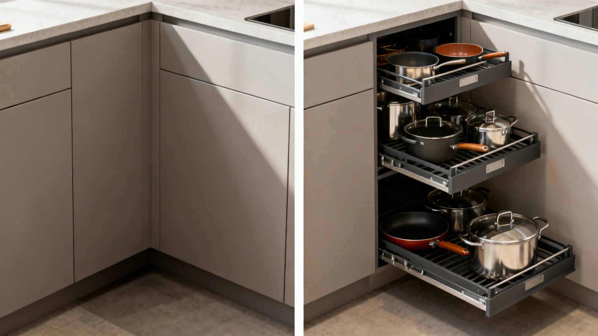 Corner Solutions: Blind Pull-outs and Lazy Susans