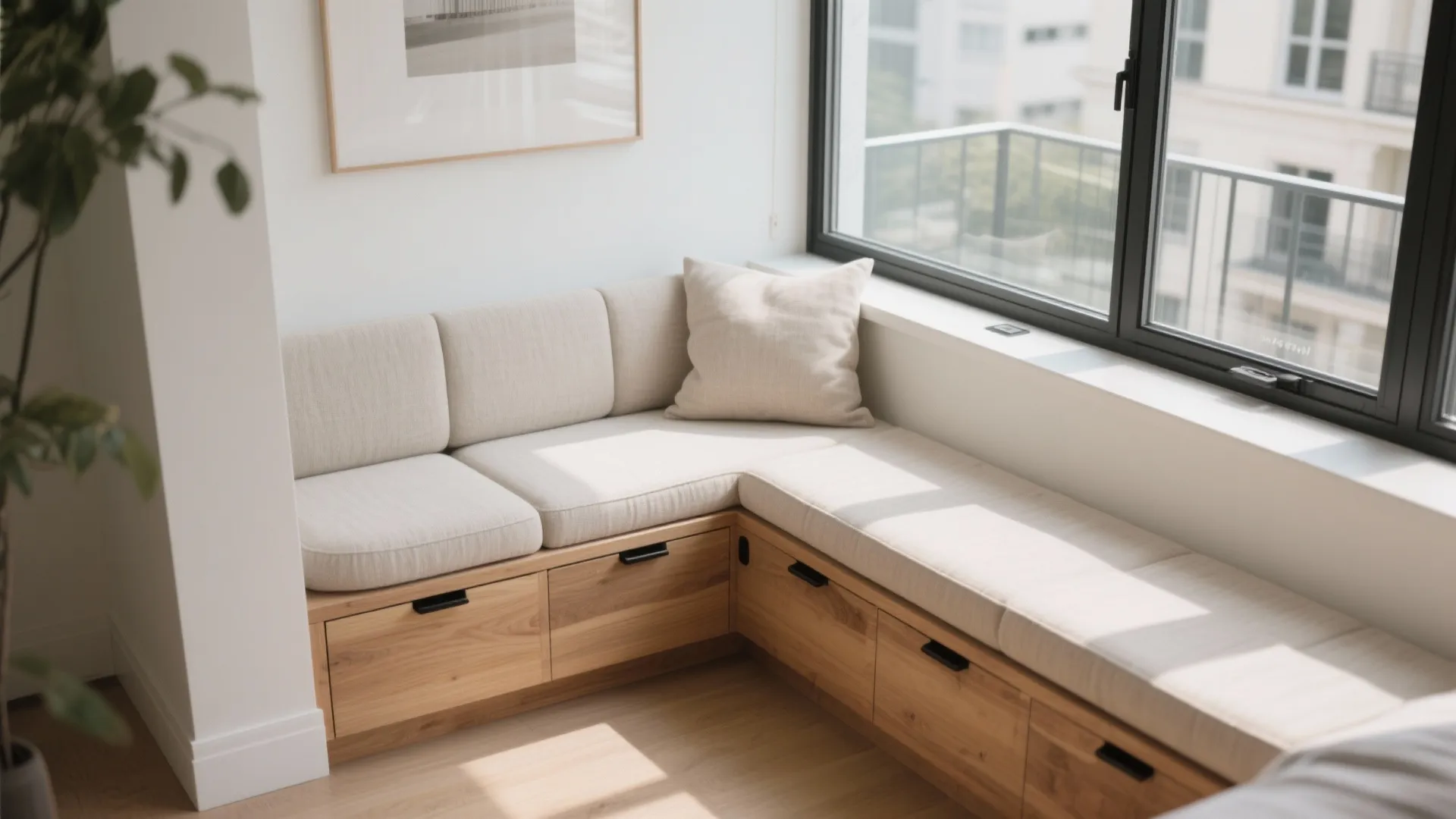 Built-in corner bench with hidden storage