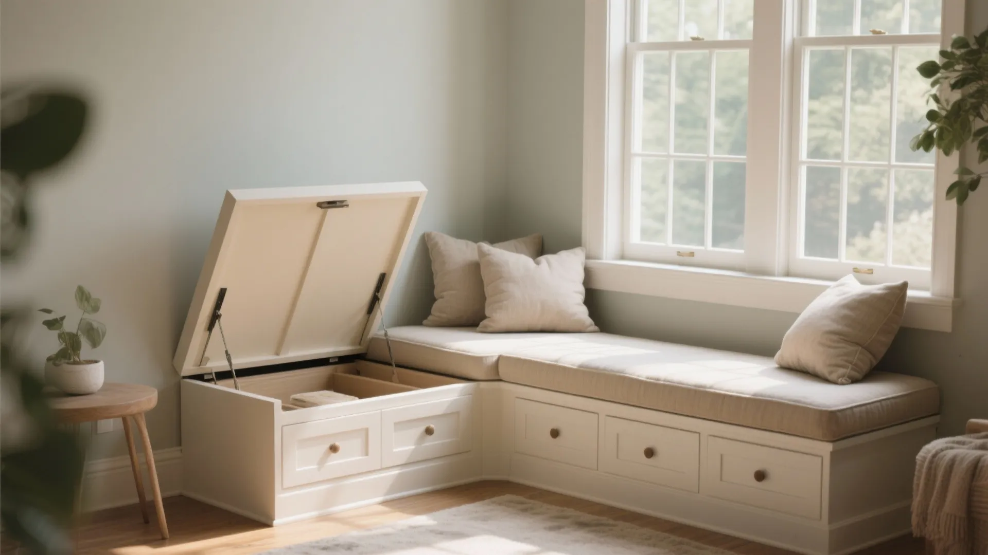 8. Corner Bench with Hidden Storage