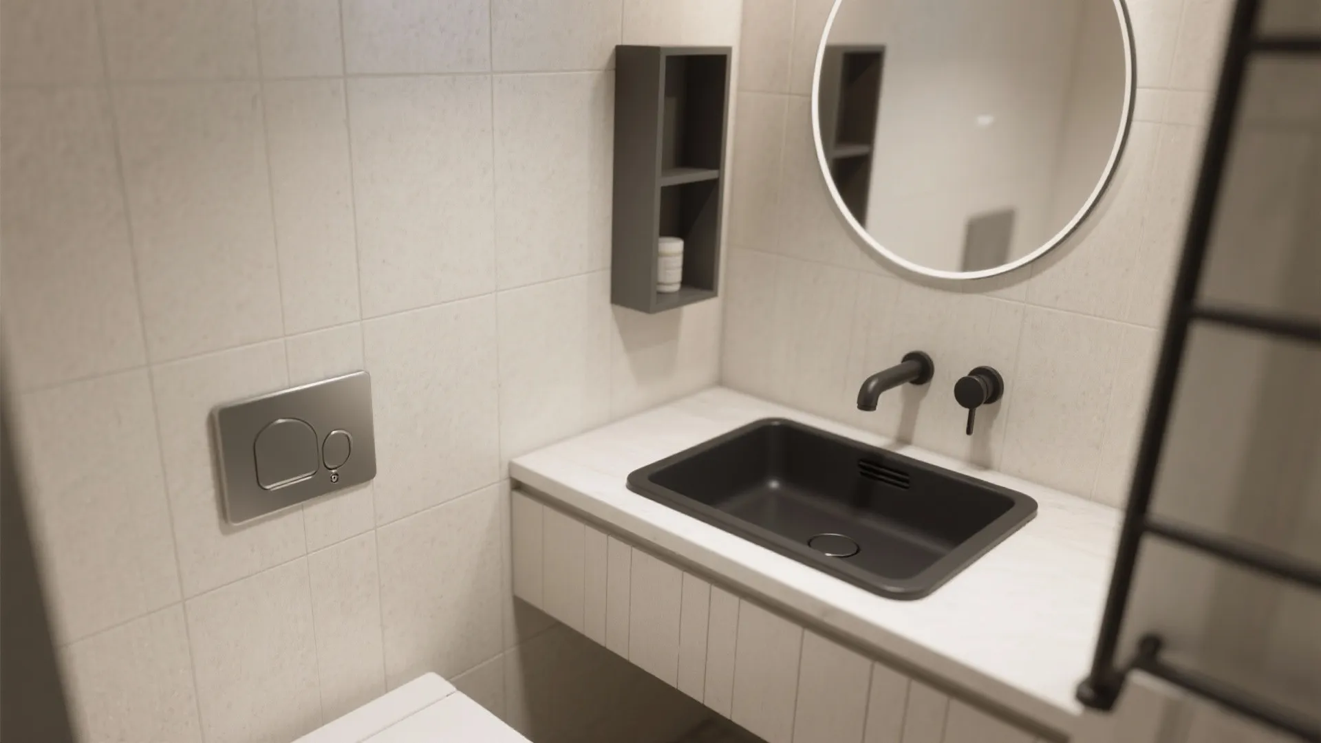 5. Corner Black Sink to Maximize Footprint