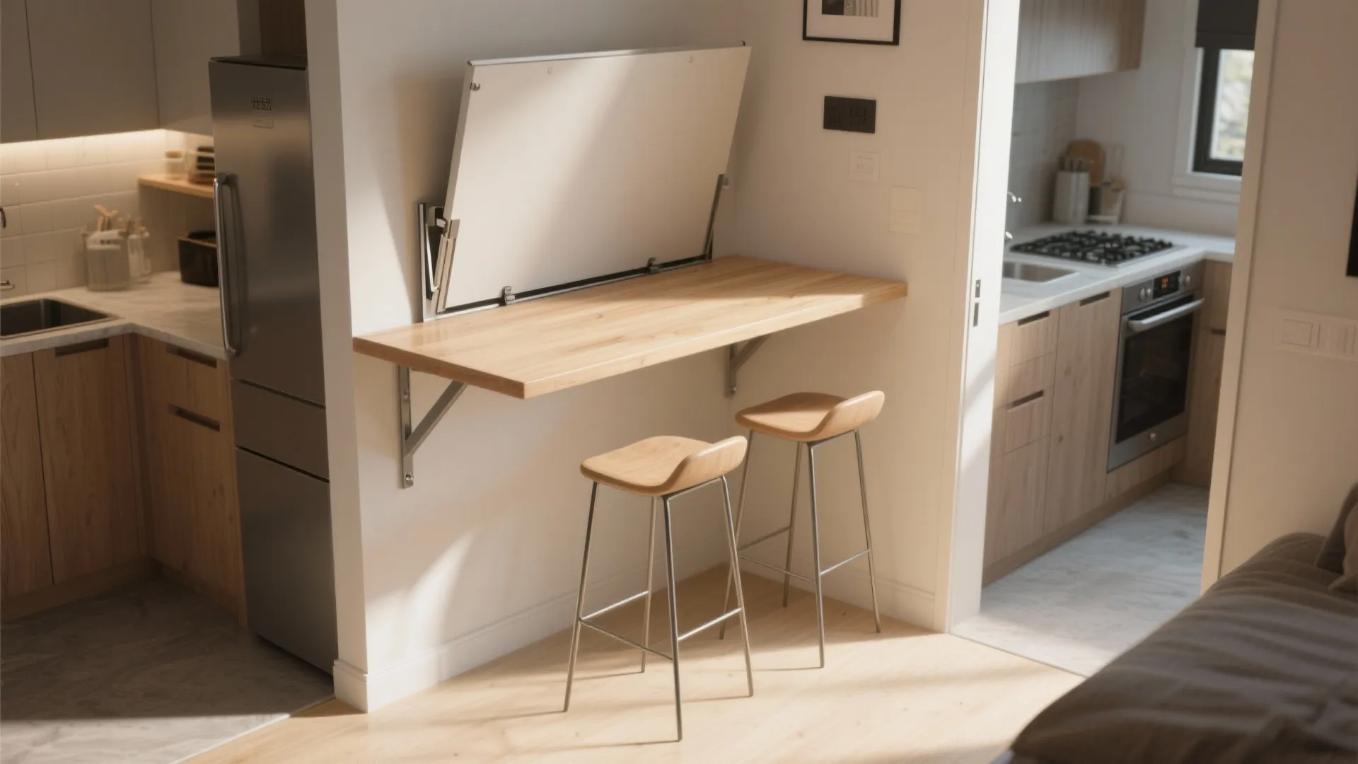 5. Corner fold-down breakfast bar