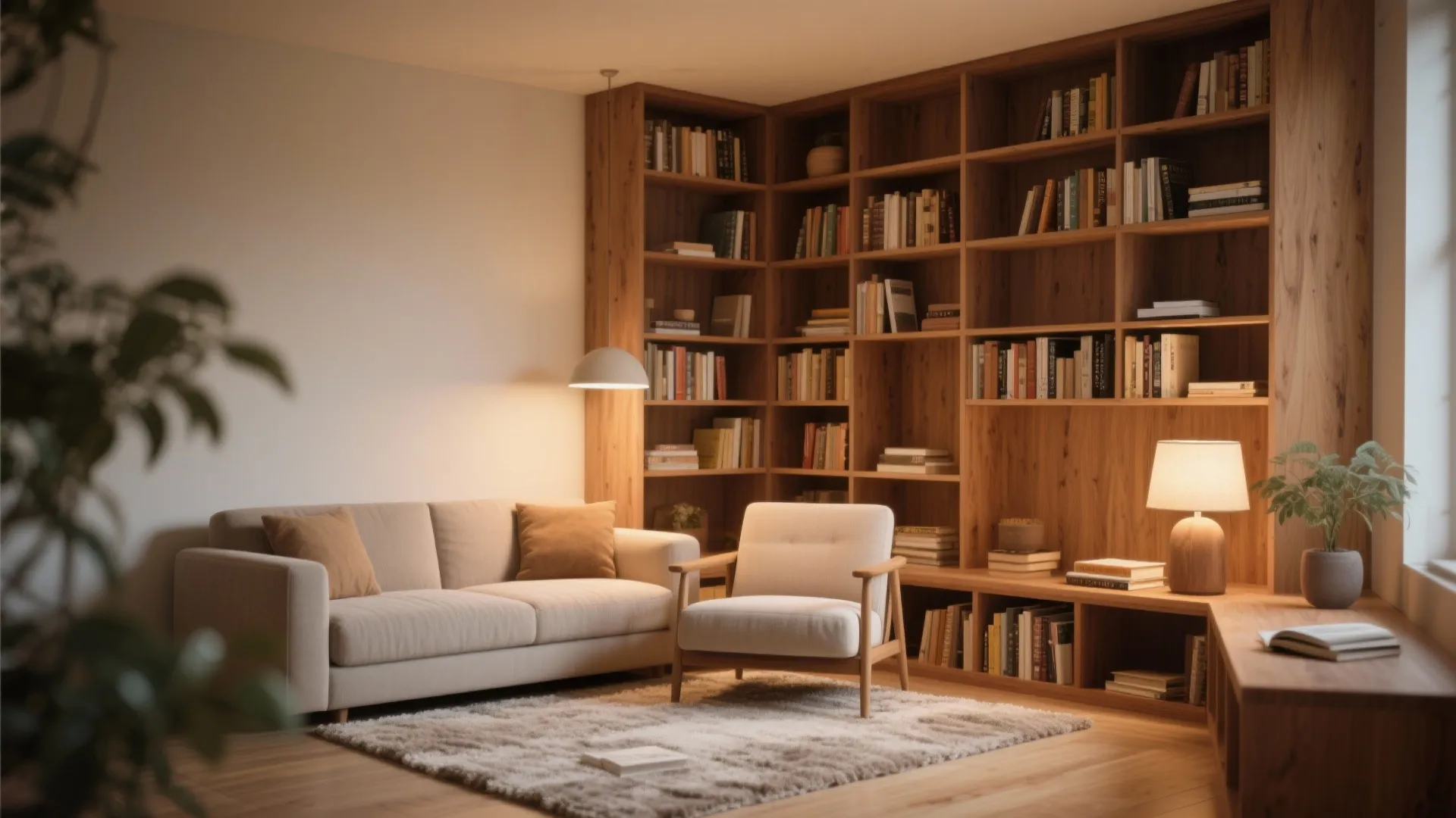 7. Corner Built-in Bookshelves