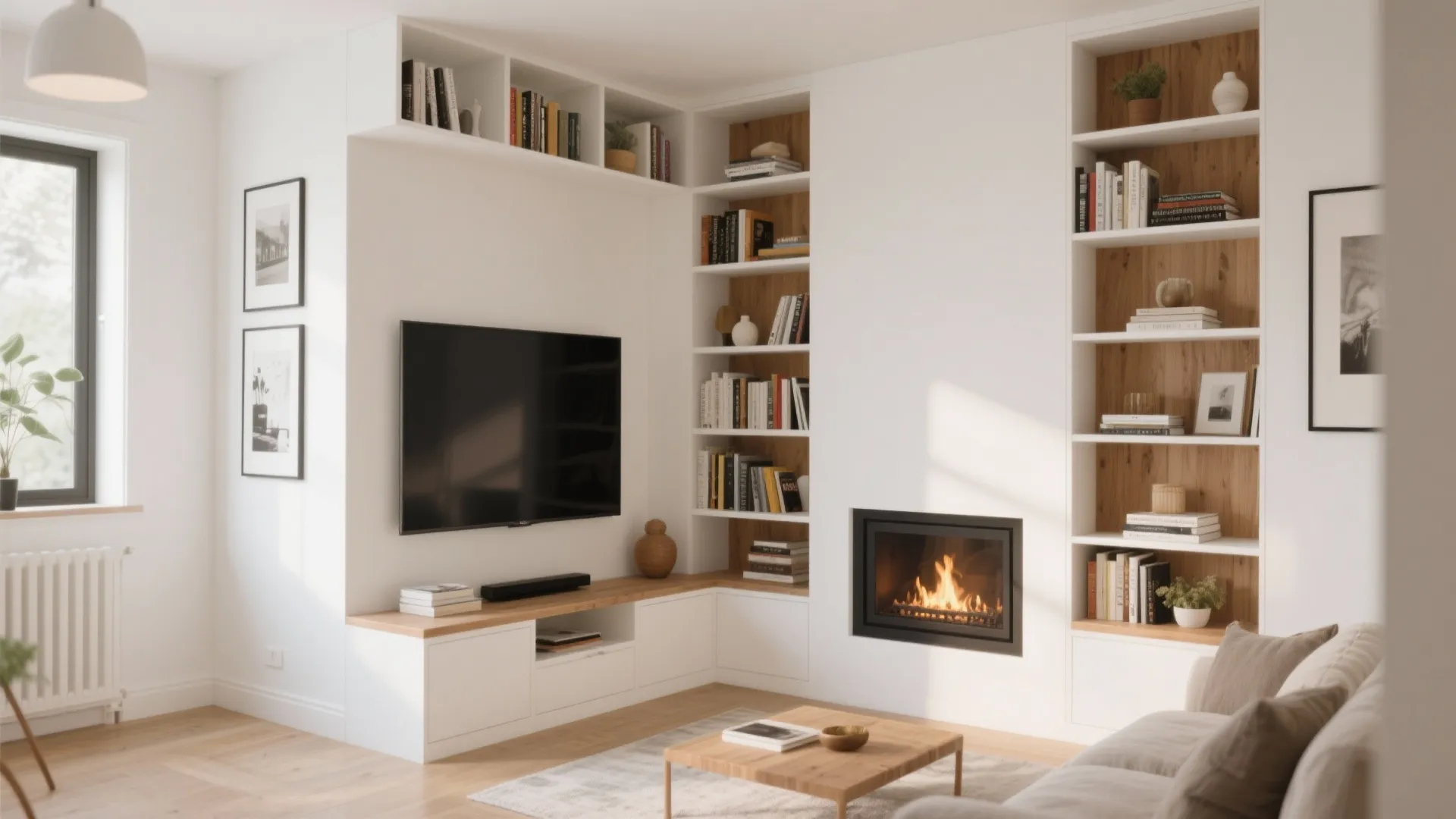 3. Built-in Shelves Wrapping the Corner