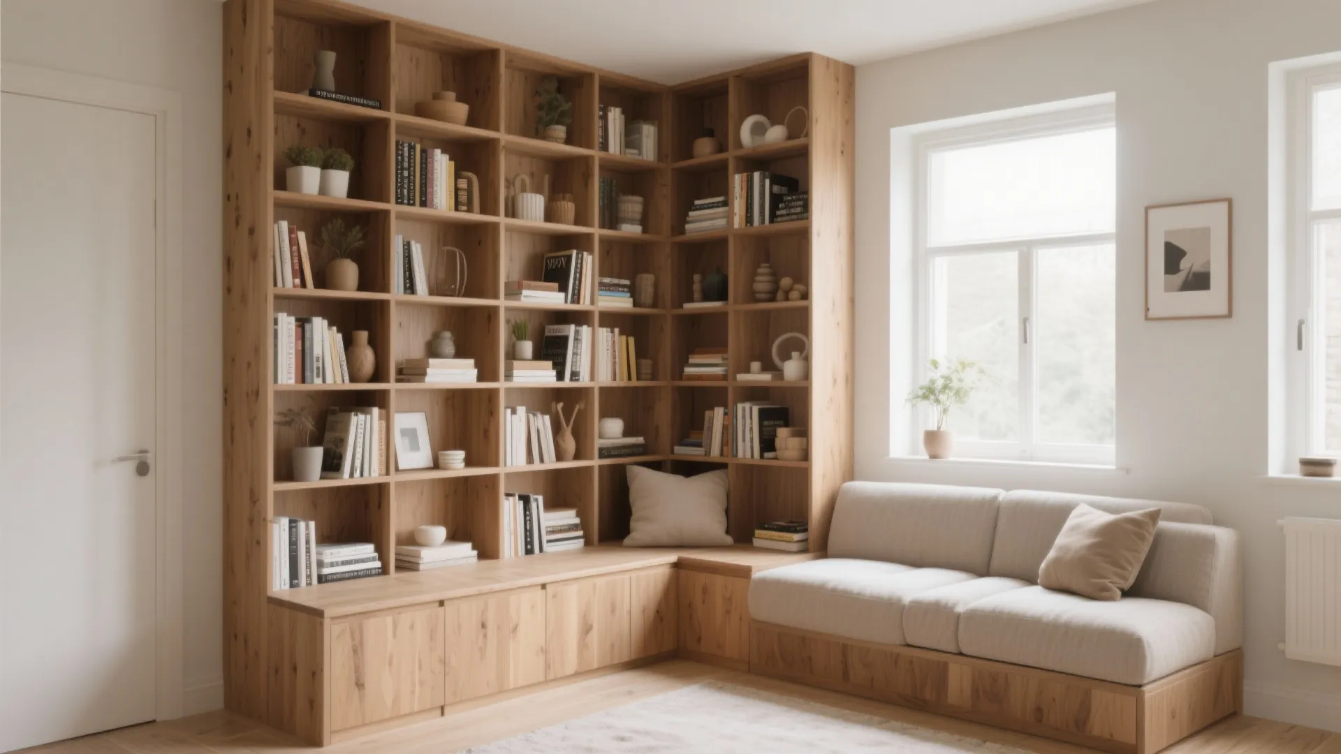 1. Built-in Corner Shelving for Vertical Storage