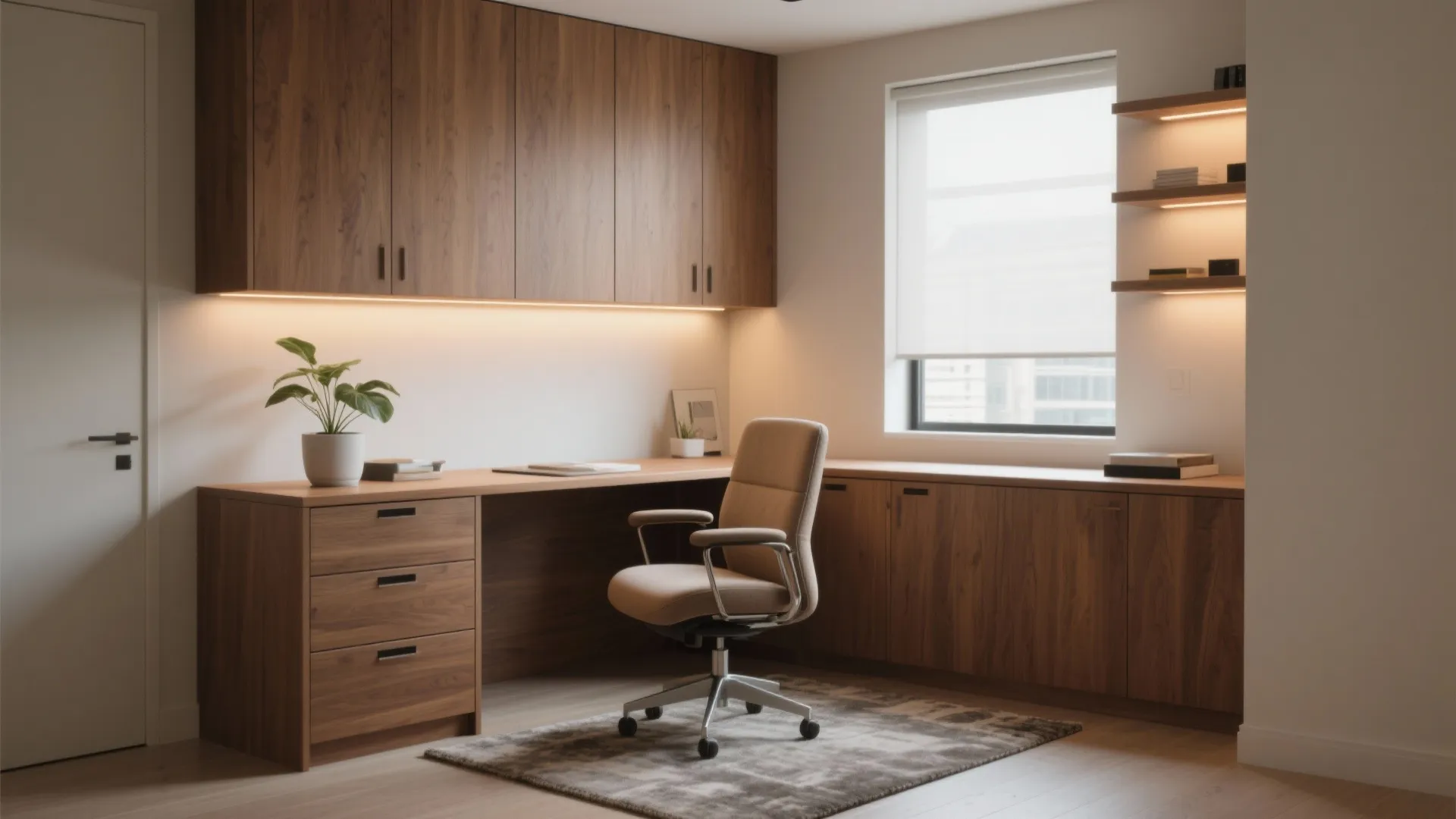 Corner built-ins with a cozy chair