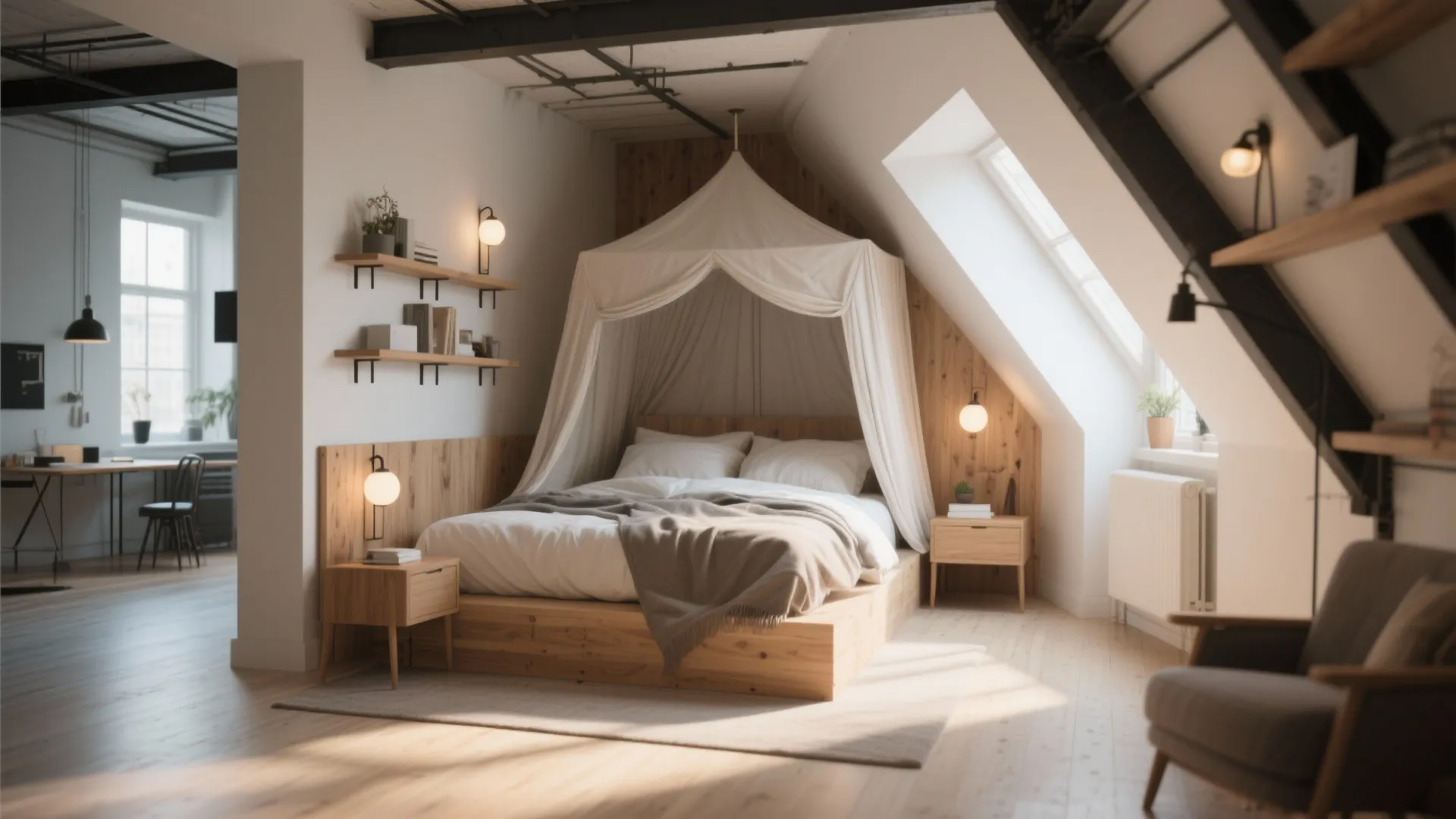 4. Corner or alcove canopy to free circulation