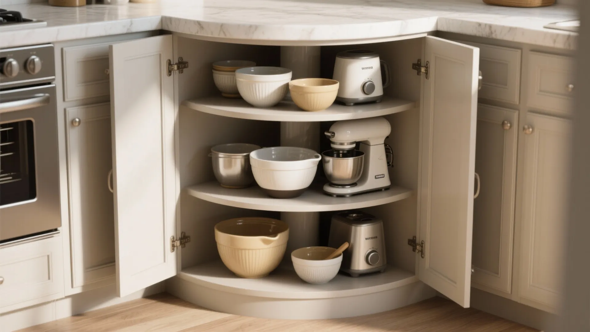 3. Corner Carousel Shelves