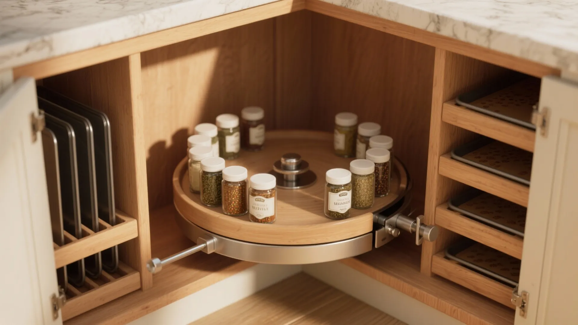 2. Corner carousel + vertical dividers