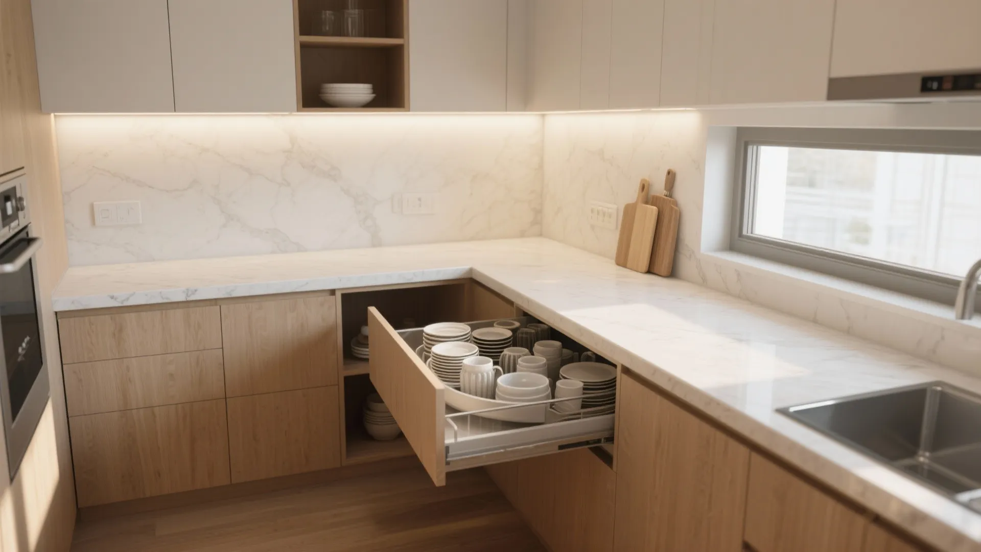 1. Continuous Counter with Corner Carousel