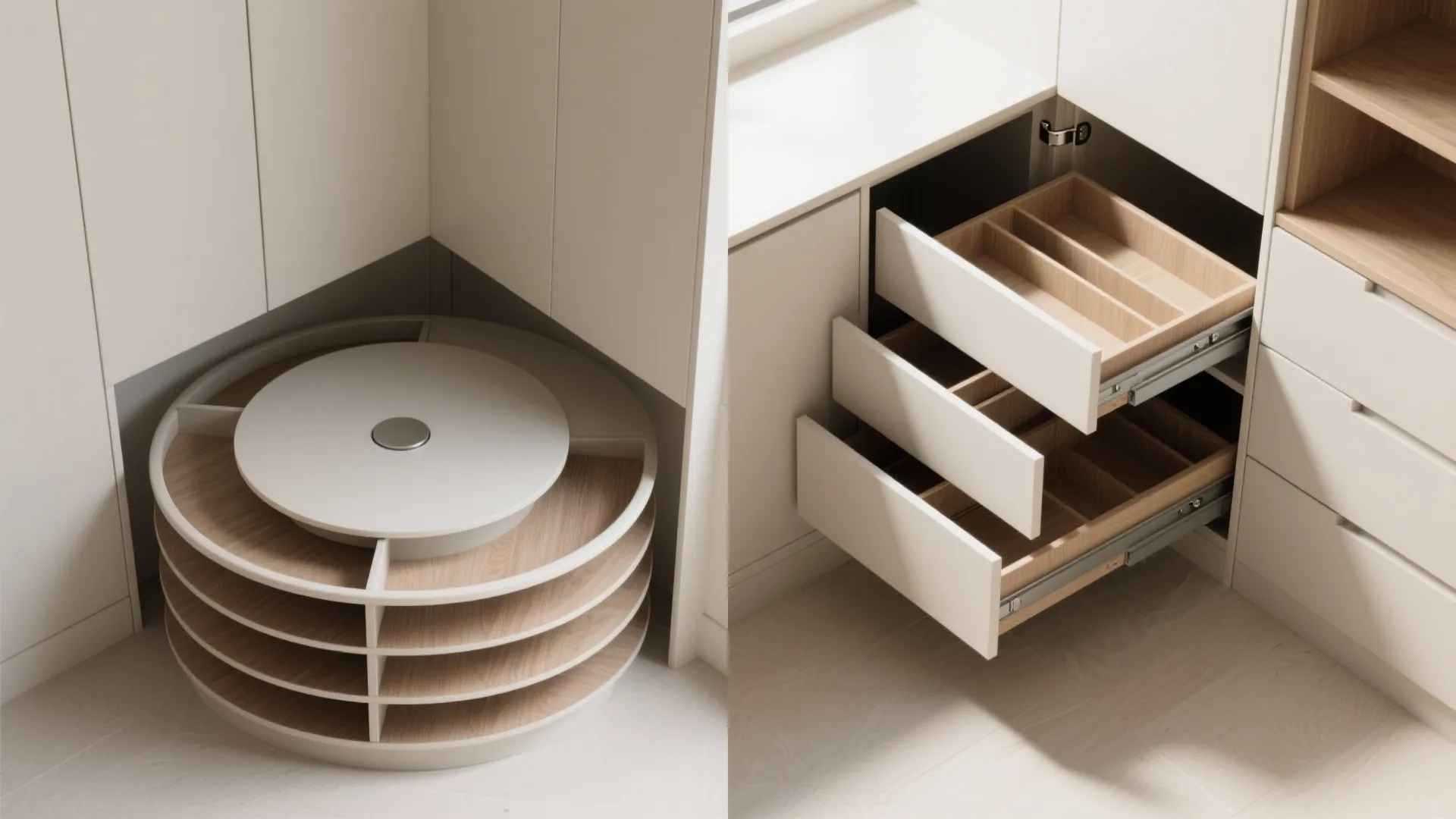 3. Corner carousel vs. hinged corner units