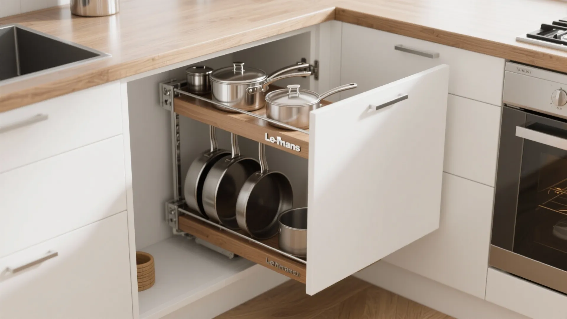 L-shaped layout to release more counter space