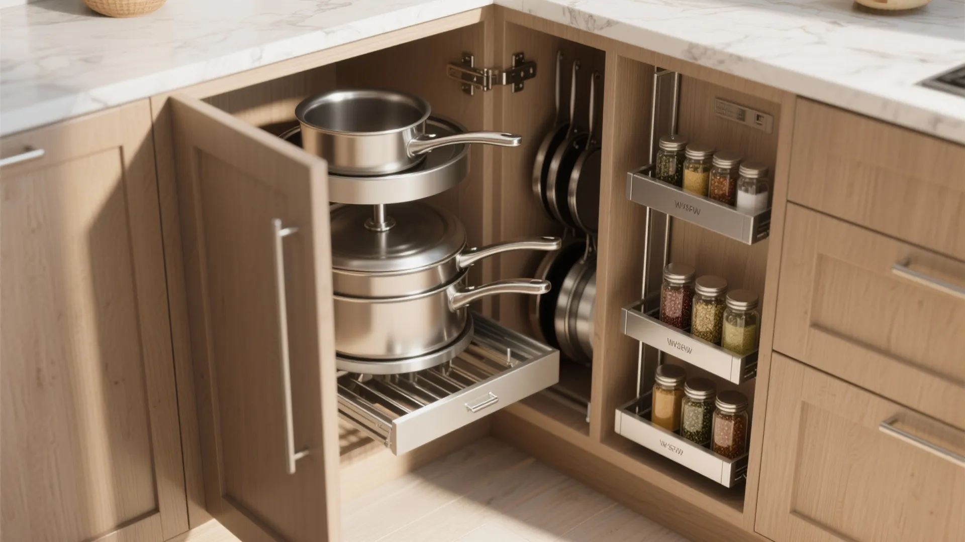 2. Integrate a Corner Carousel or Pull-Out