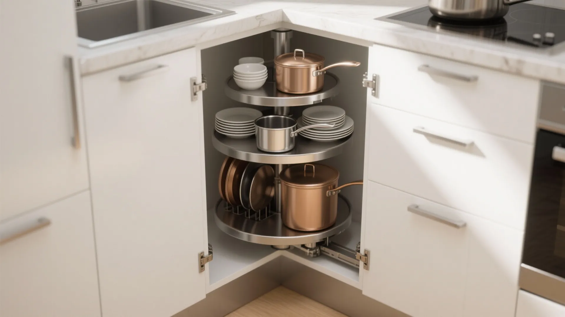 7. Corner Carousel Shelves