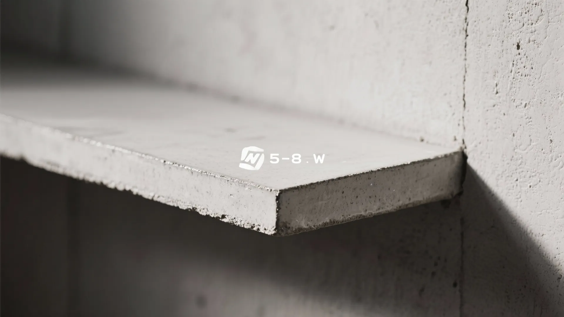 Cast-in-place corner shelving that turns the bend