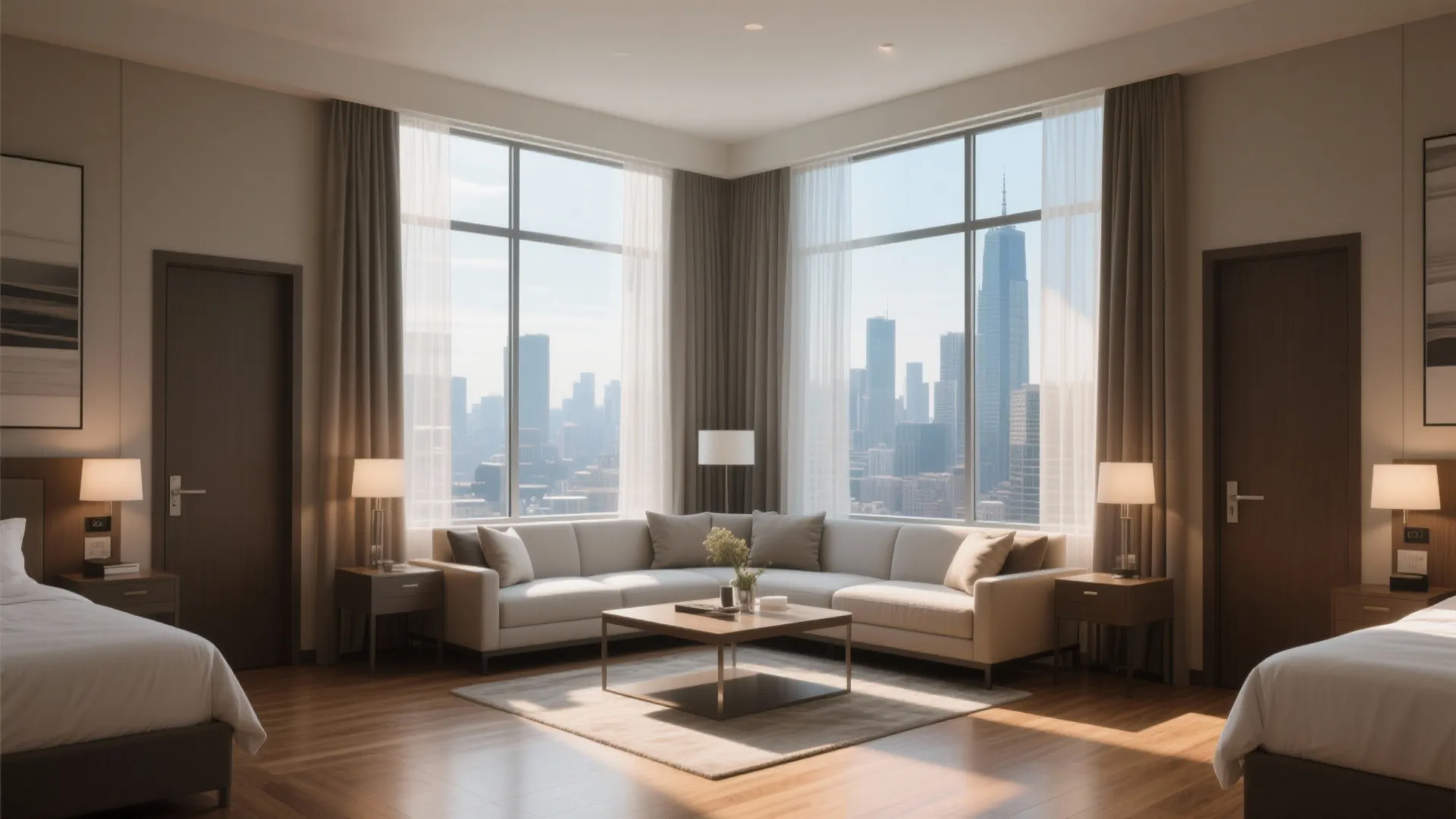 1. City-view corner suite — maximize natural light
