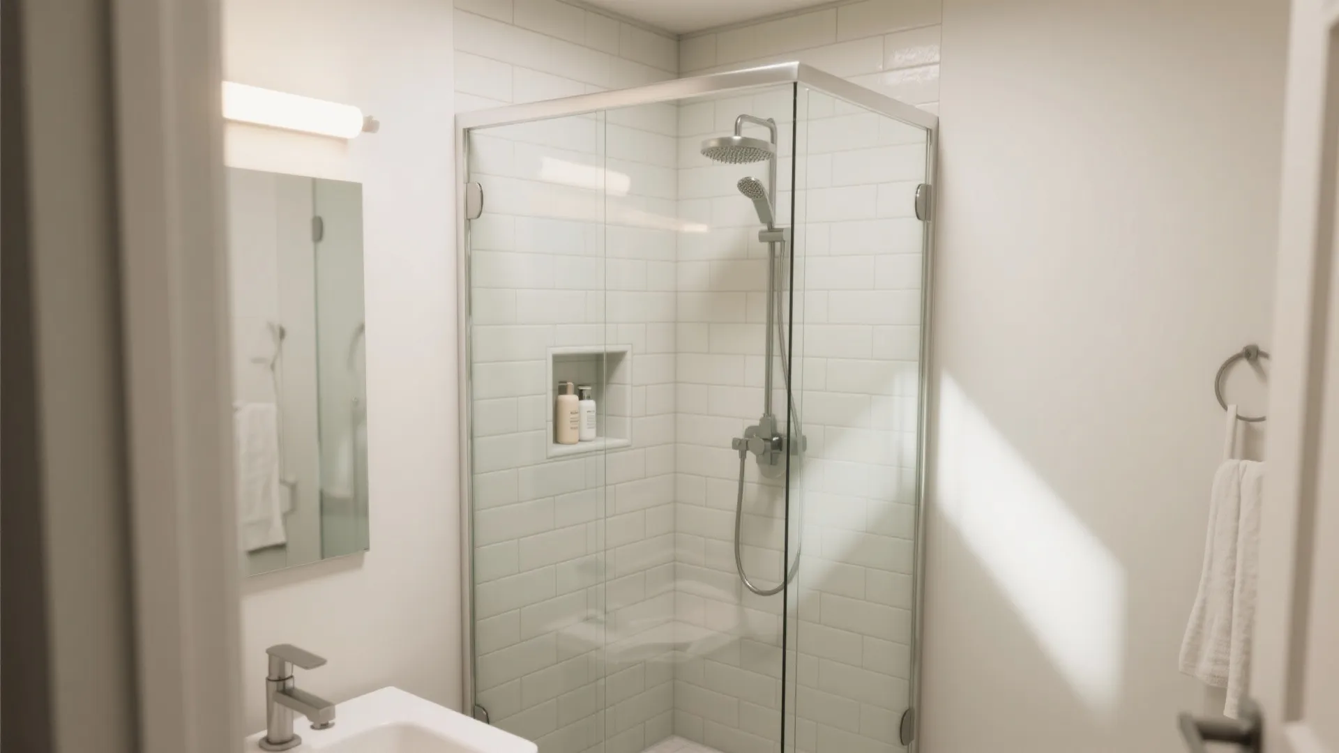 2. Corner Shower with Clear Glass