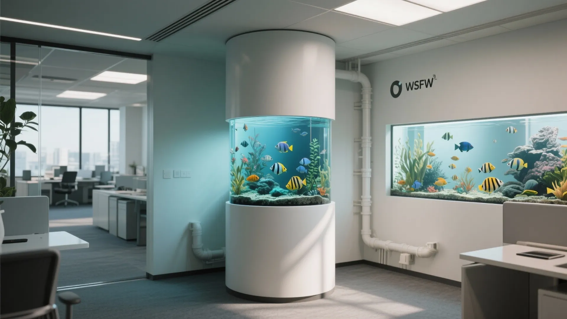 9. Corner Column Aquarium