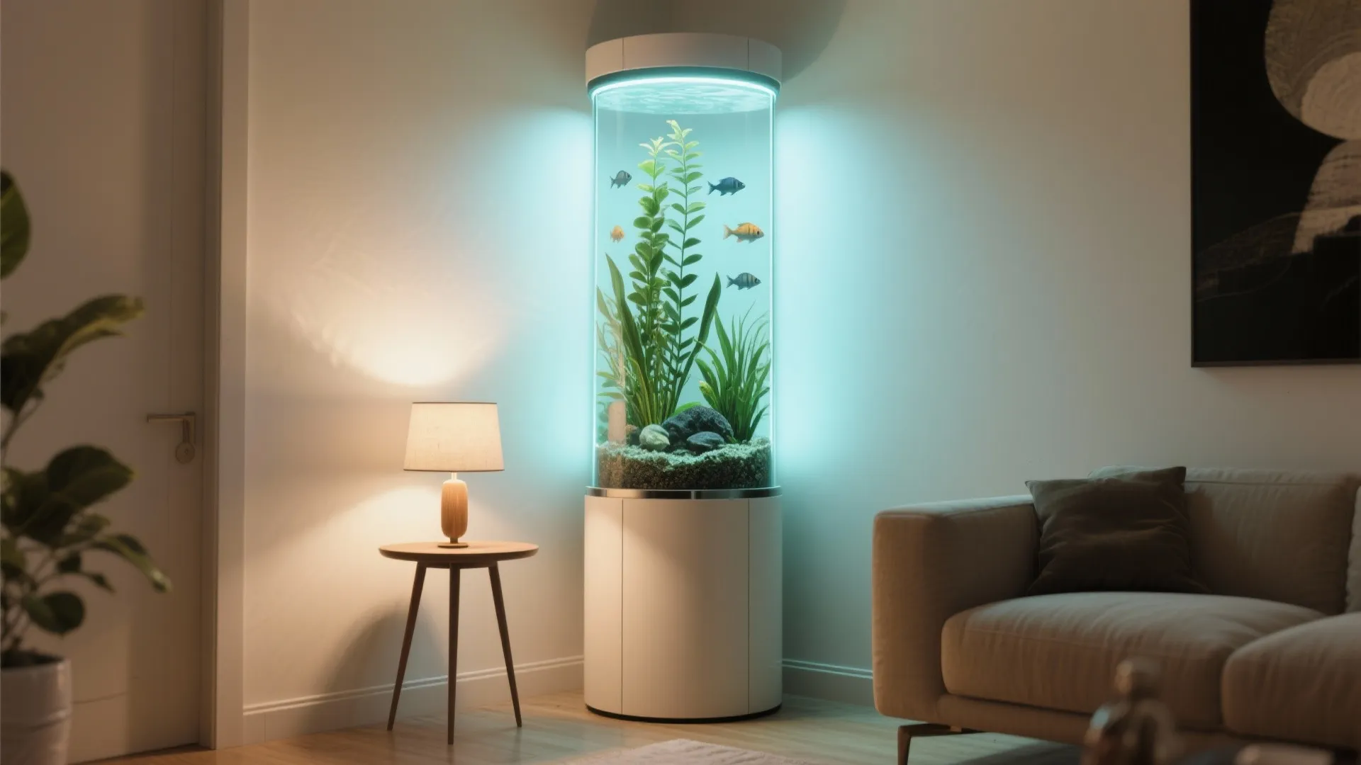 2. Corner Column Tank with Vertical Plants