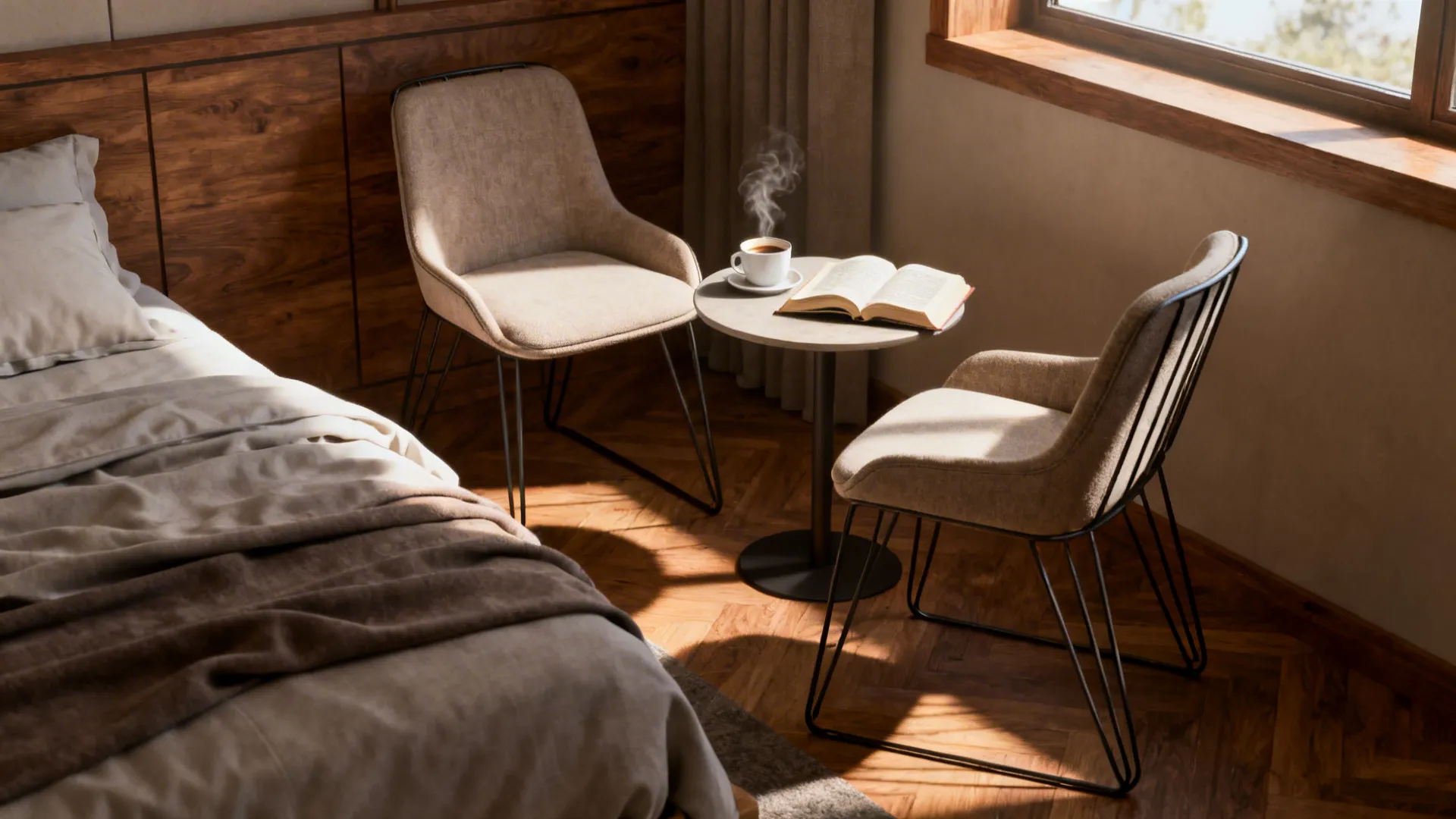 5. Corner Conversational Set with Slim Profile Chairs