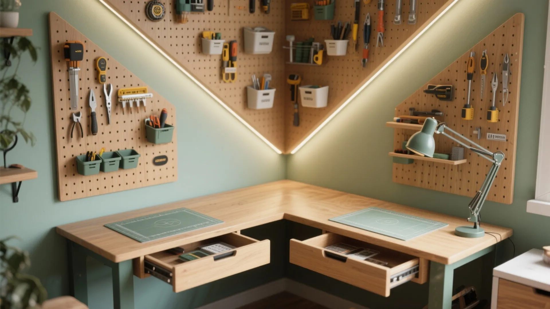 4. Corner craft station with nesting tables