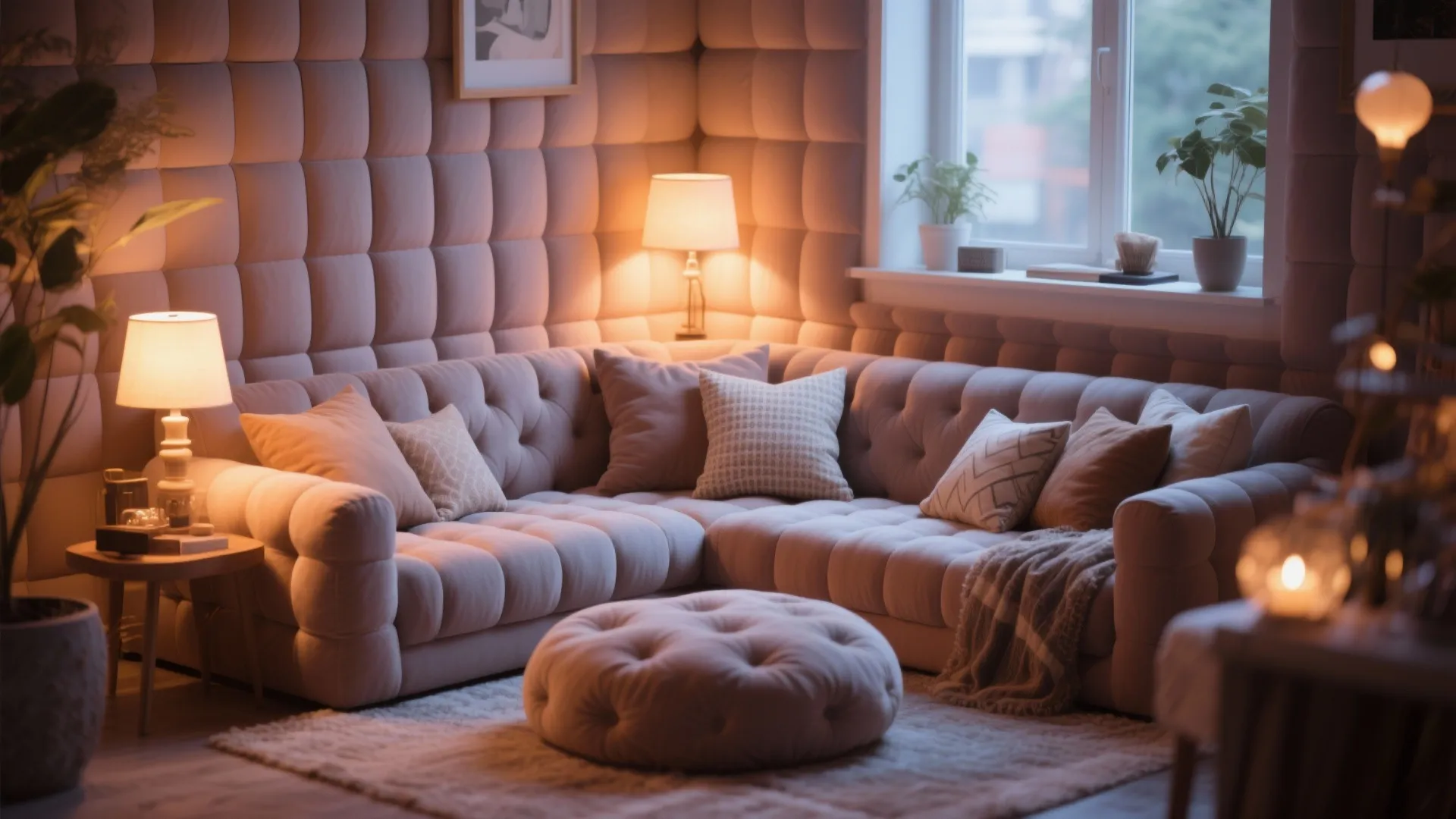 Custom corner cushion pit with cozy pillows