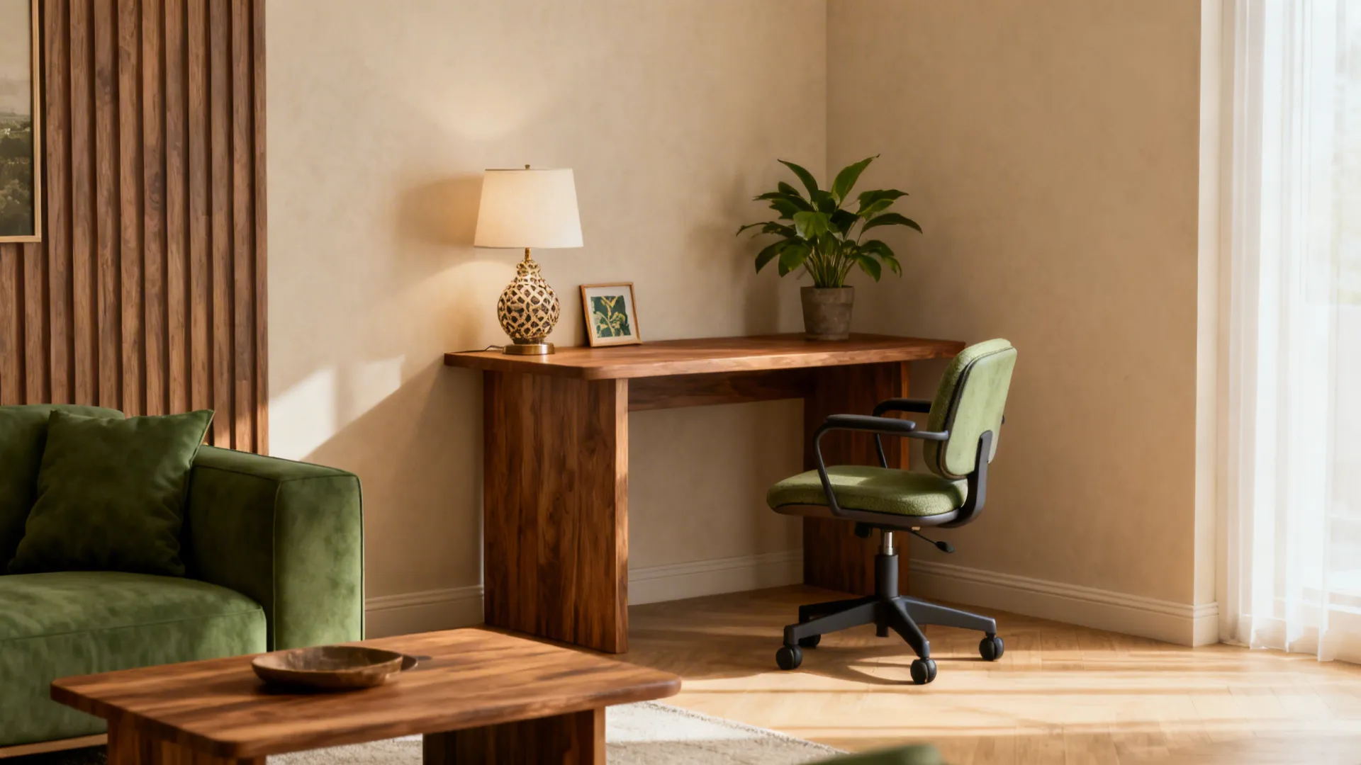 5. Corner desk that reads as accent furniture