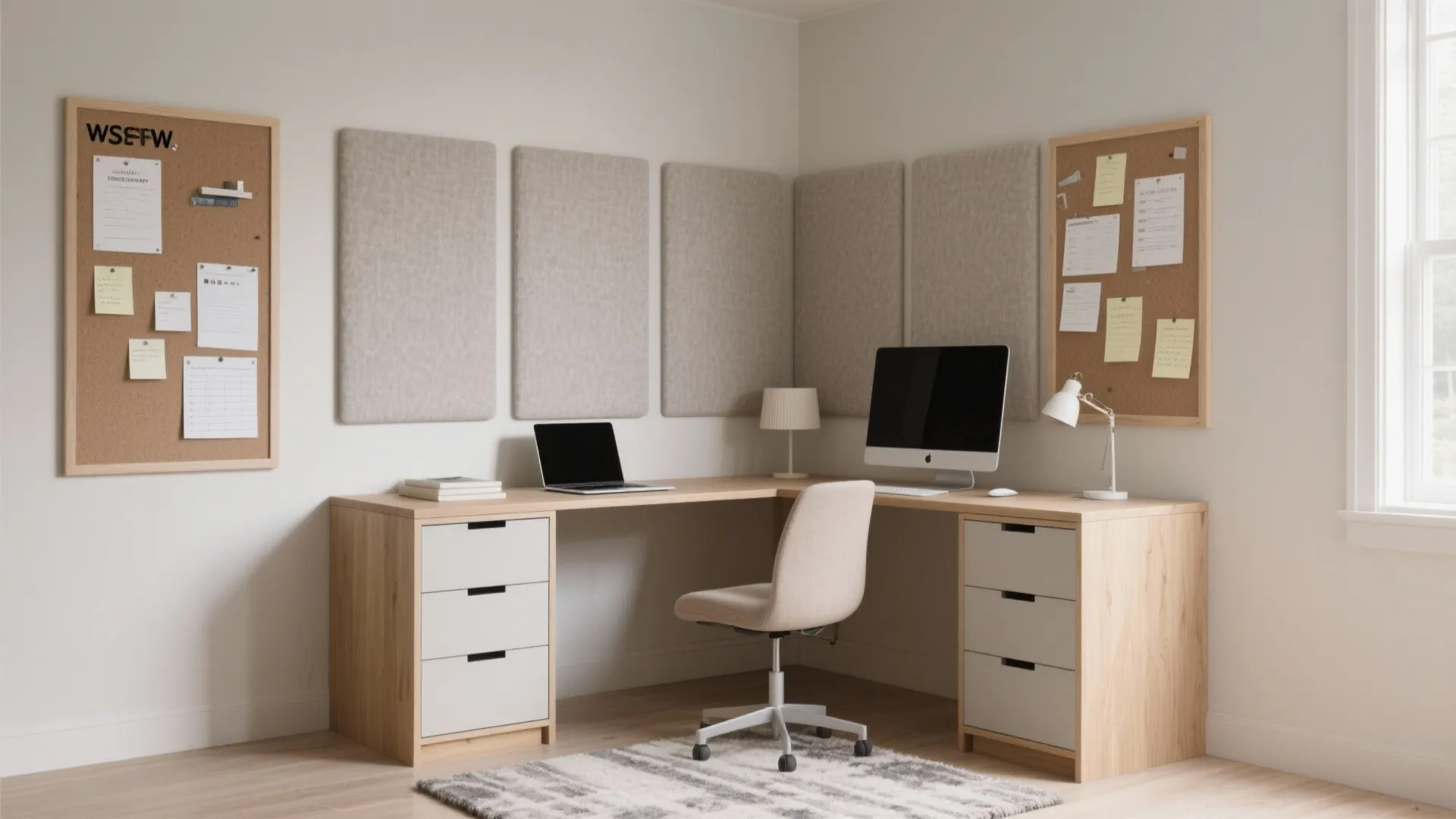 Corner Desk with Acoustic Panels