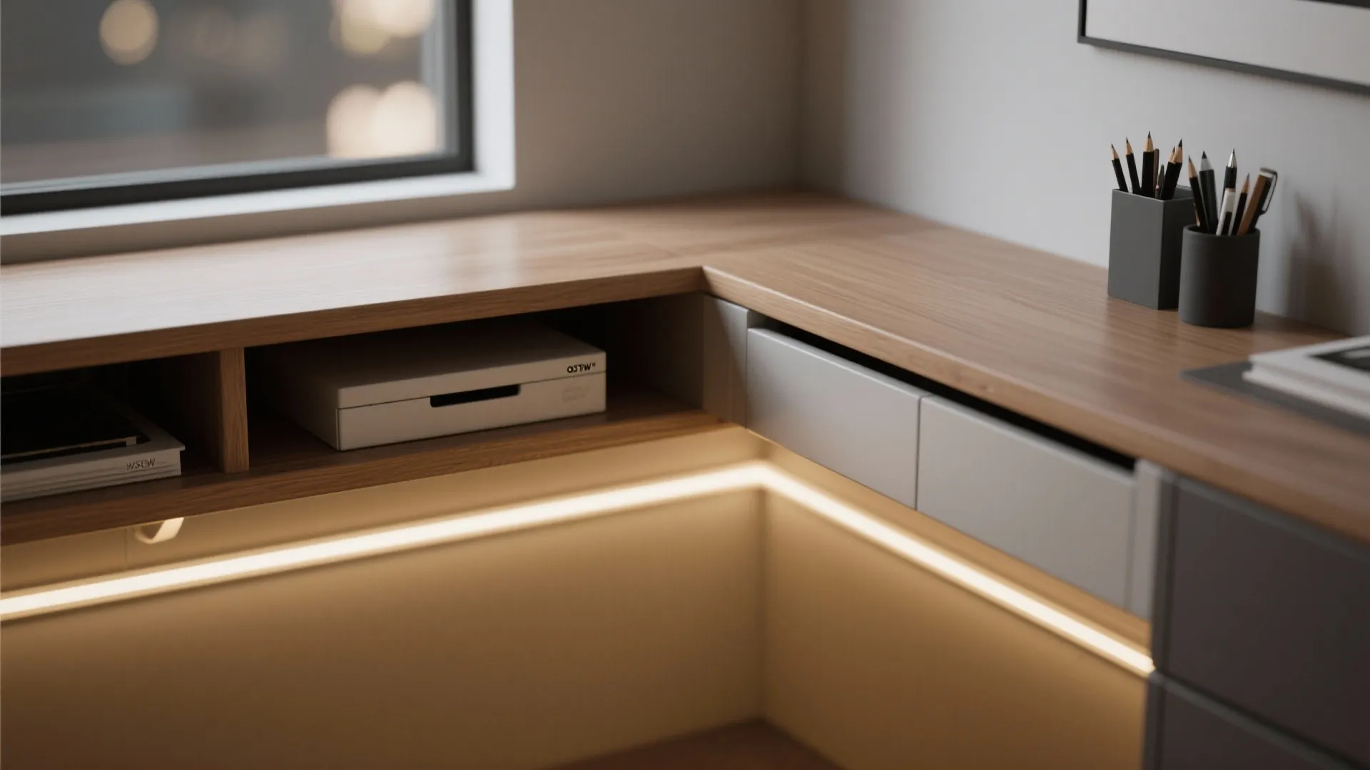 3. Corner desk with built-in lighting