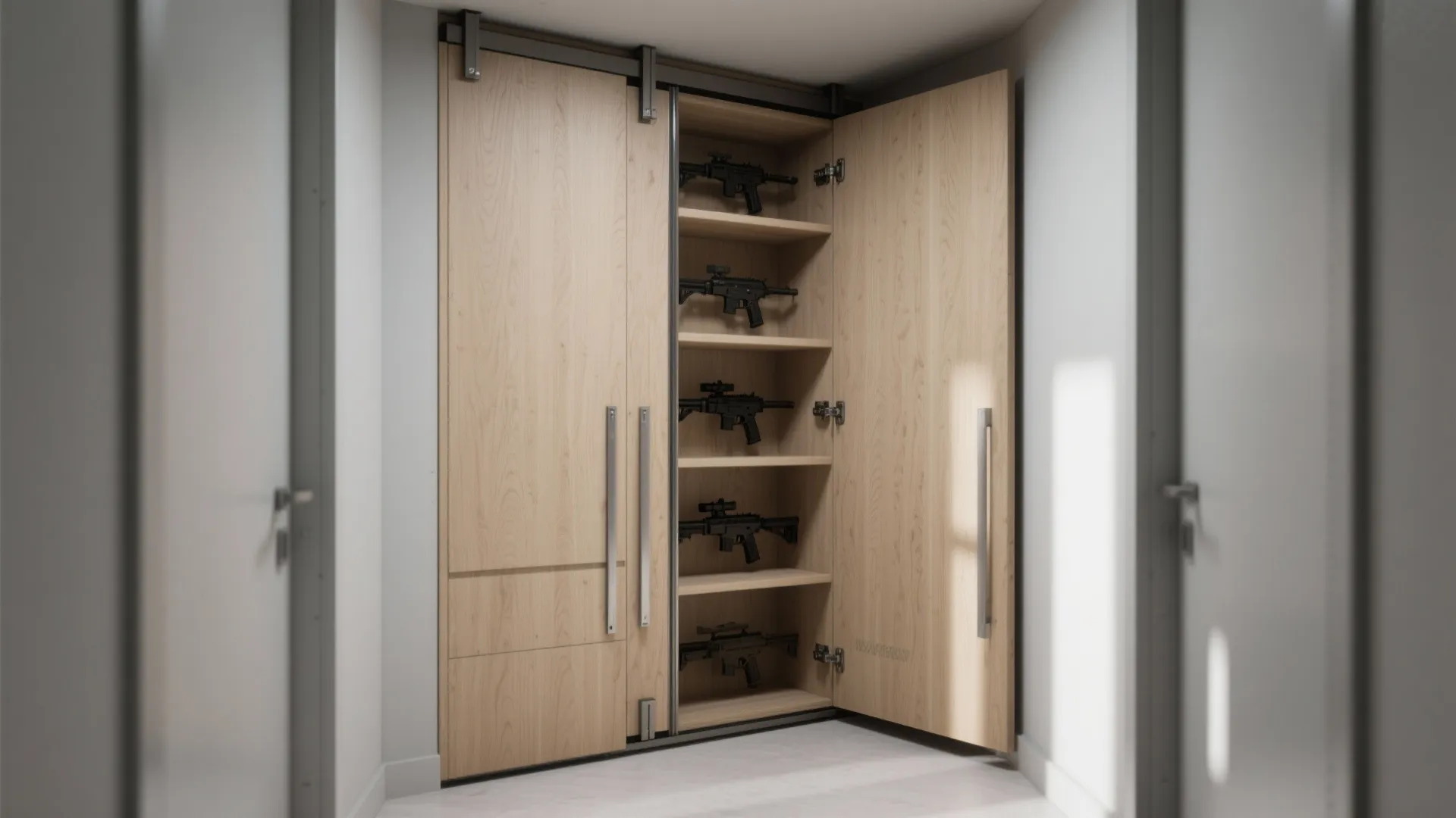 3. Corner Diagonal Cabinet with Sliding Panels