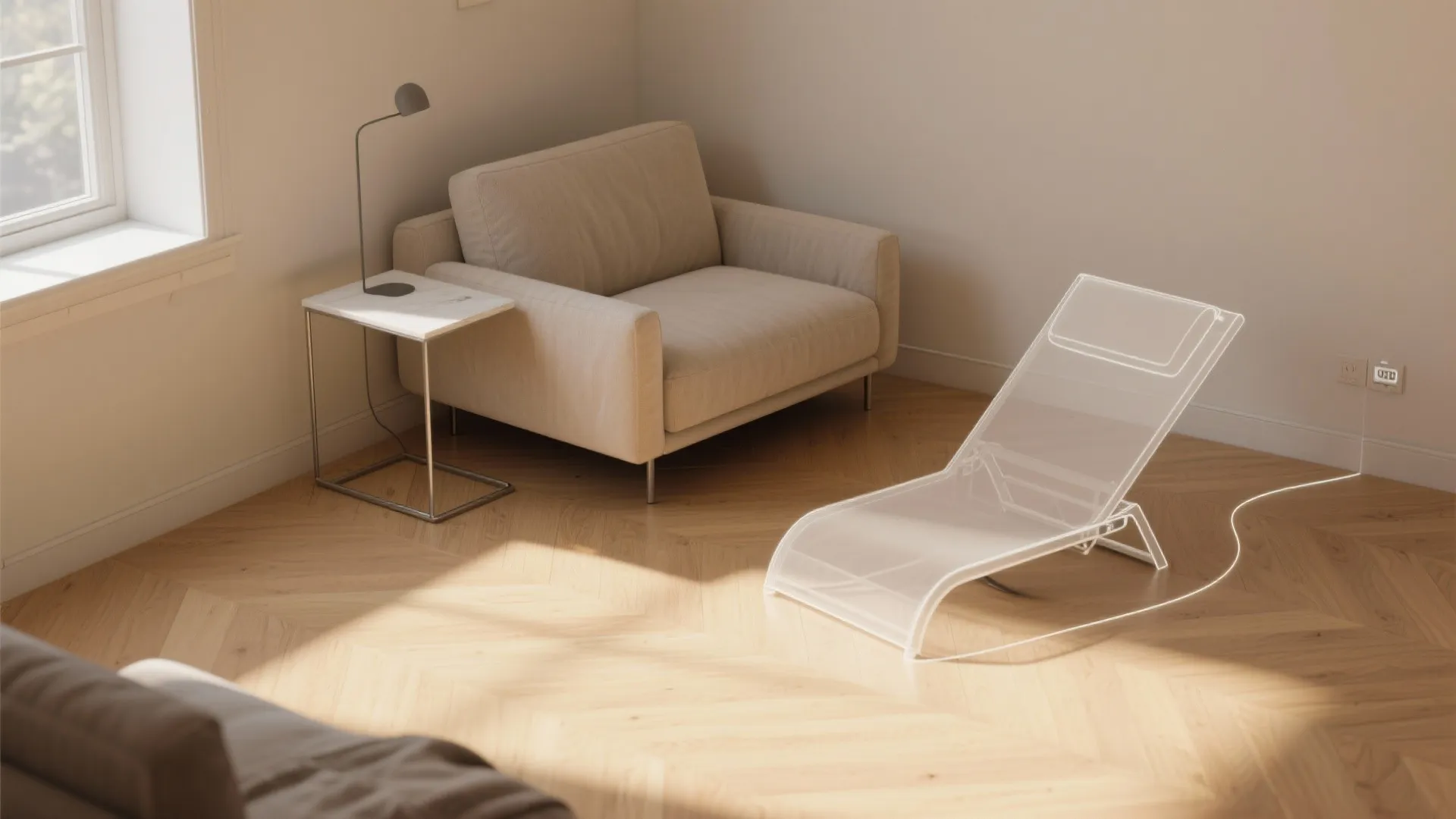 2. Tuck it into a corner with a narrow side table