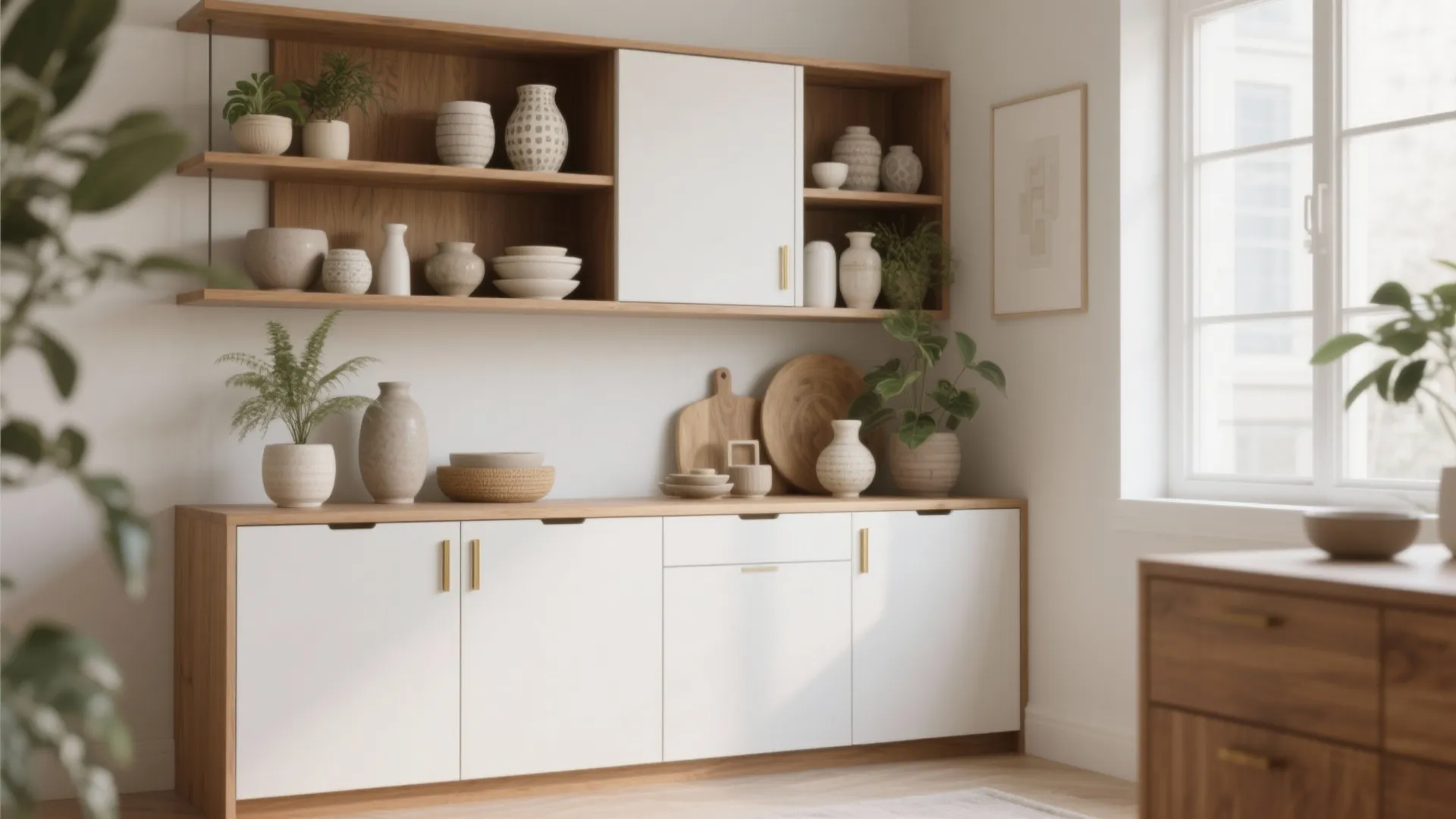 5. Open corner display plus hidden storage behind