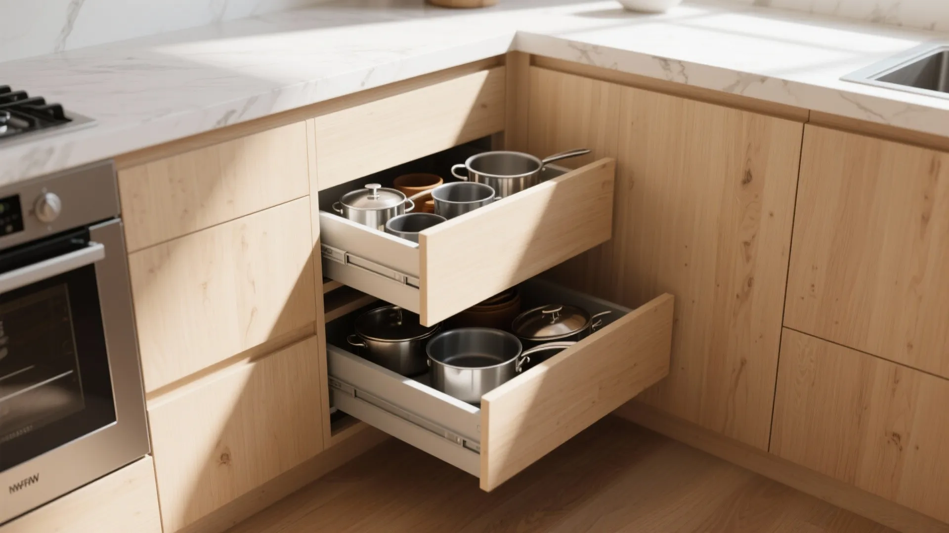 Corner drawer solutions