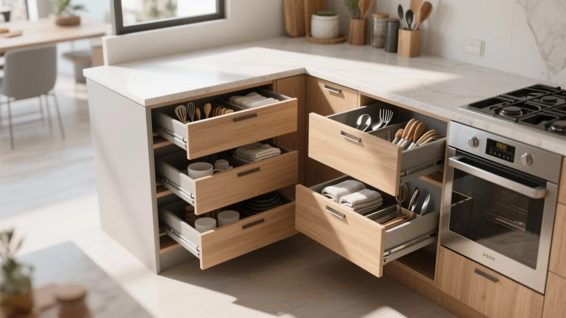 4. Corner drawer banks